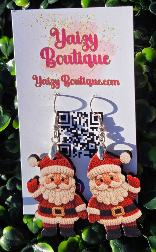 Santa Earrings – Christmas MDF Jewelry • Cute Holiday Earrings Yaizy Boutique