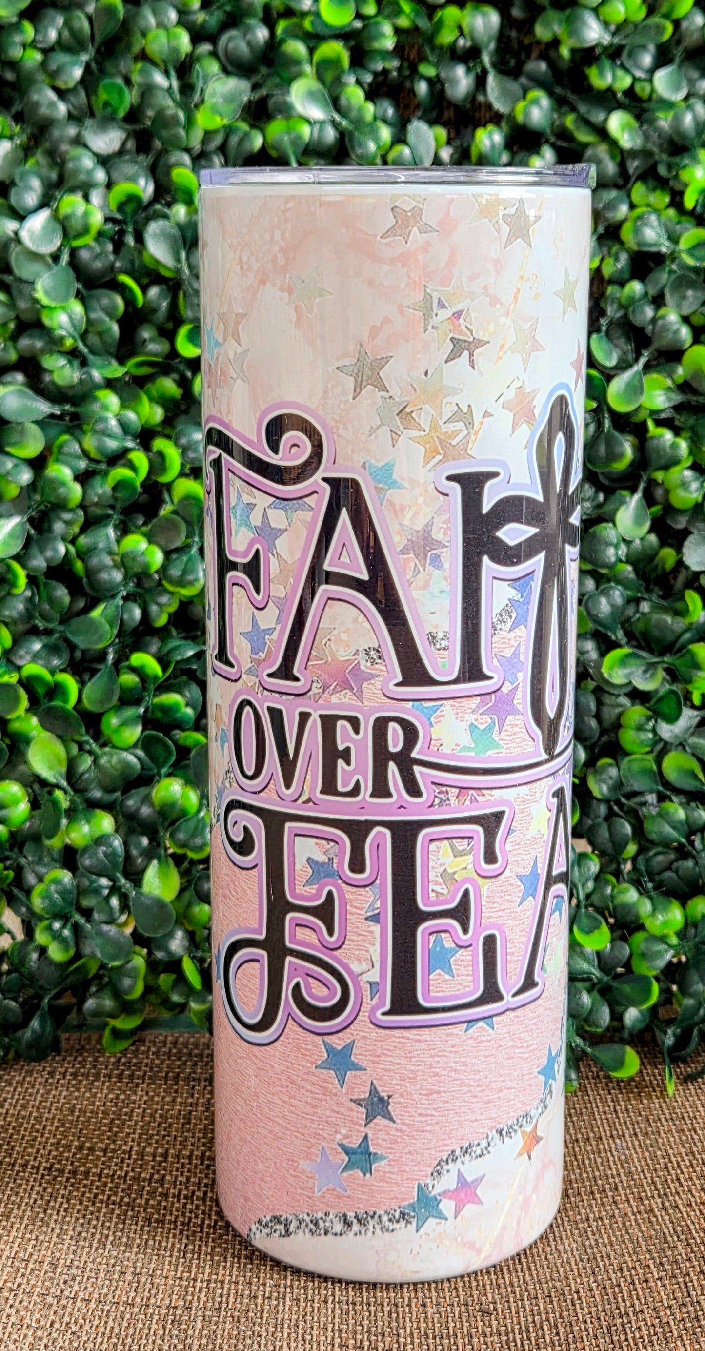 Faith Over Fear 20oz Tumbler – Pastel Stars Christian Stainless Steel Cup Yaizy Boutique