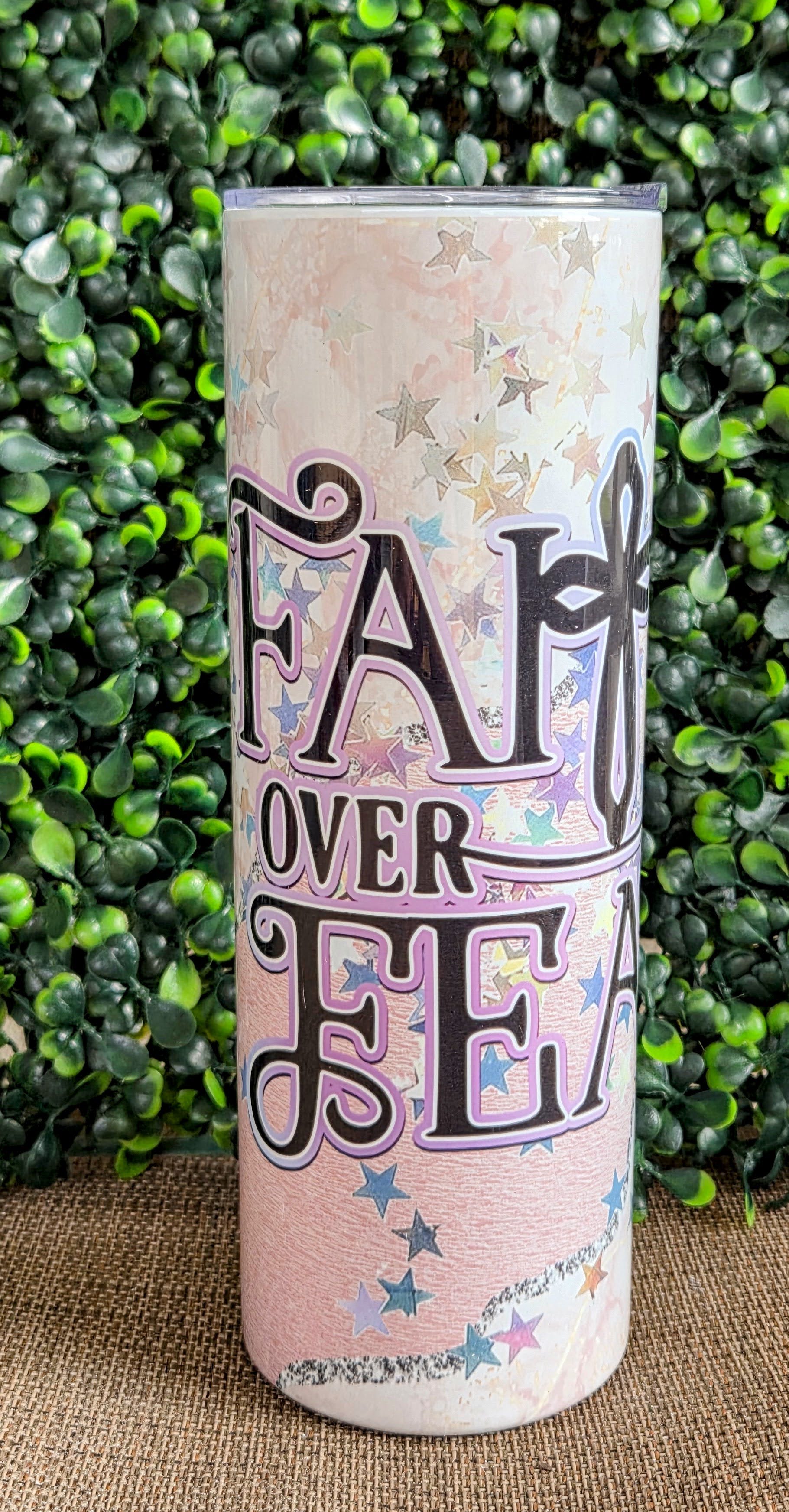 Faith Over Fear 20oz Tumbler – Pastel Stars Christian Stainless Steel Cup Yaizy Boutique