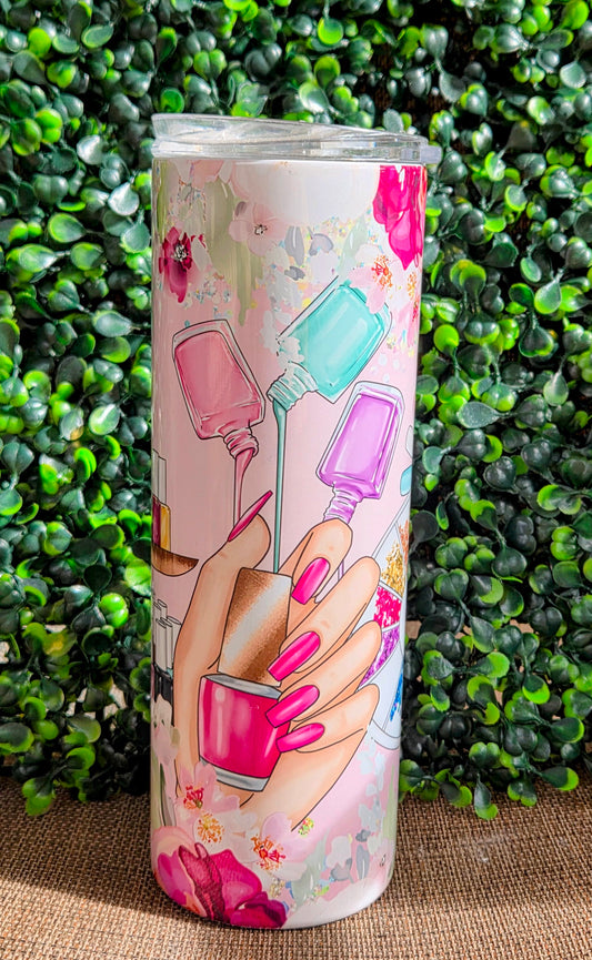 Nail Tech 20oz Tumbler – Pink Manicure & Nail Polish Stainless Steel Cup Yaizy Boutique
