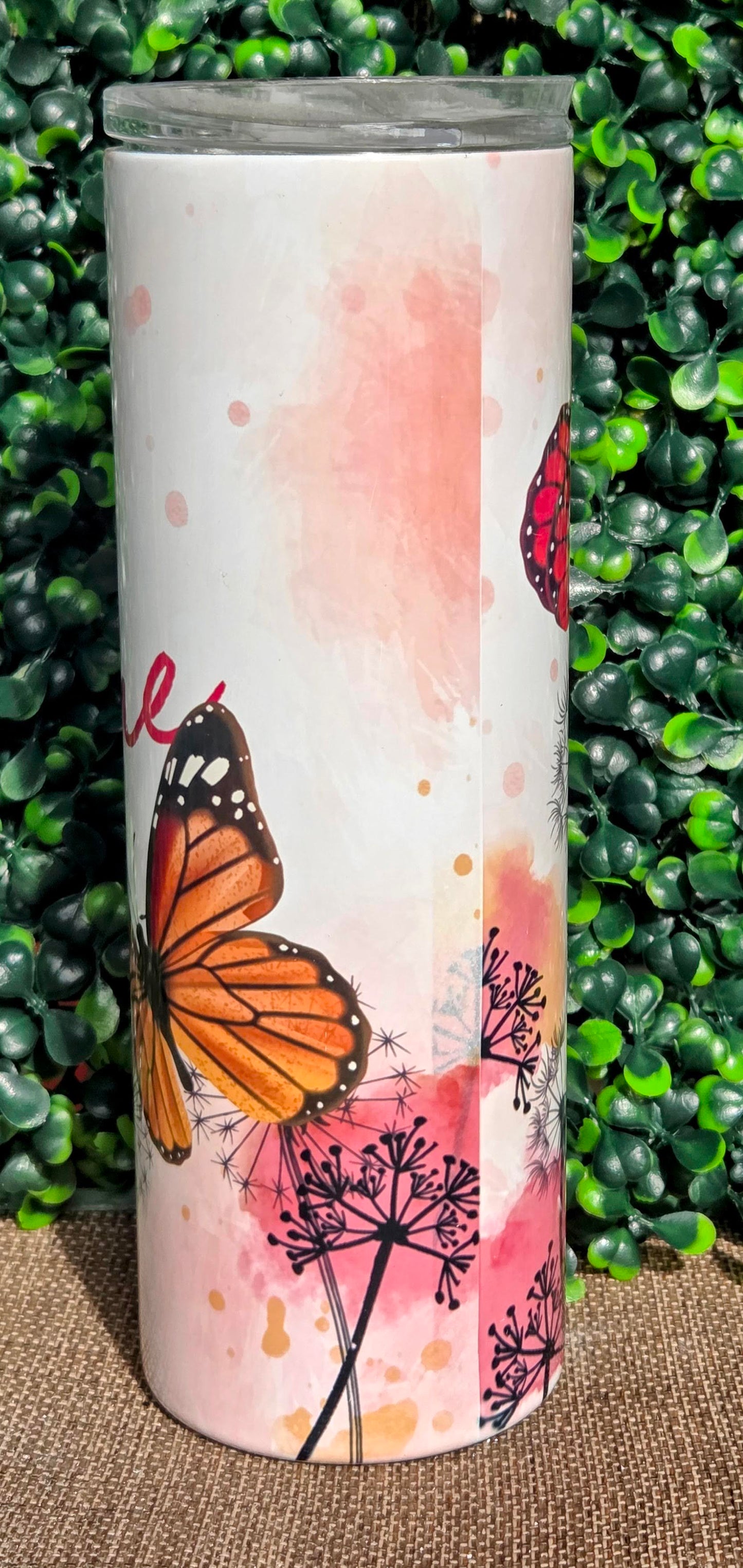 Just Breathe 20oz Stainless Steel Tumbler – Handmade Dandelion & Butterfly Cup Yaizy Boutique