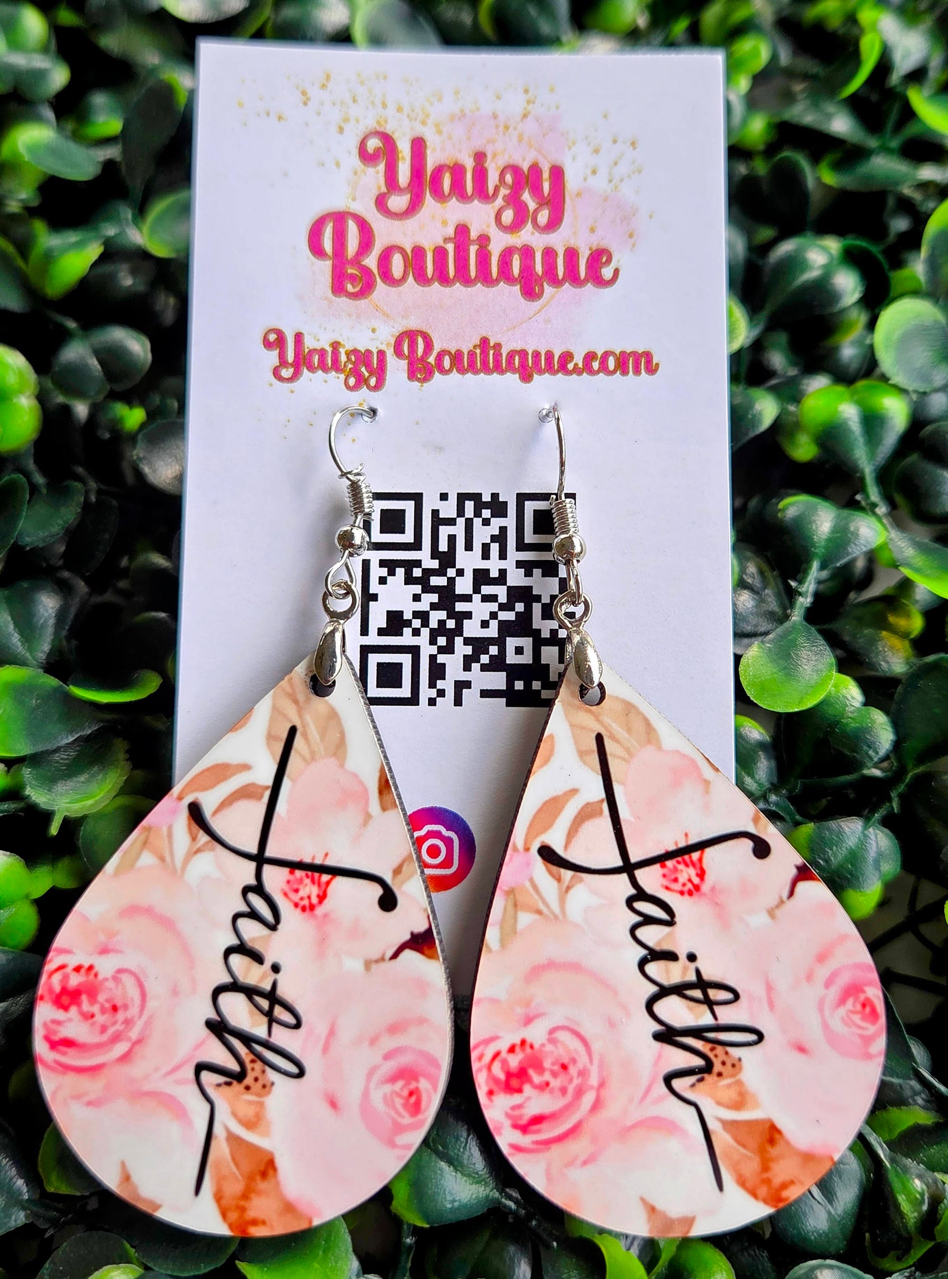 Pink Faith Teardrop Earrings – Floral Christian Dangle Jewelry | Yaizy Boutique Yaizy Boutique