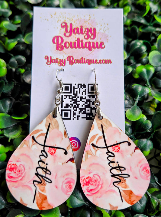 Pink Faith Teardrop Earrings – Floral Christian Dangle Jewelry | Yaizy Boutique Yaizy Boutique