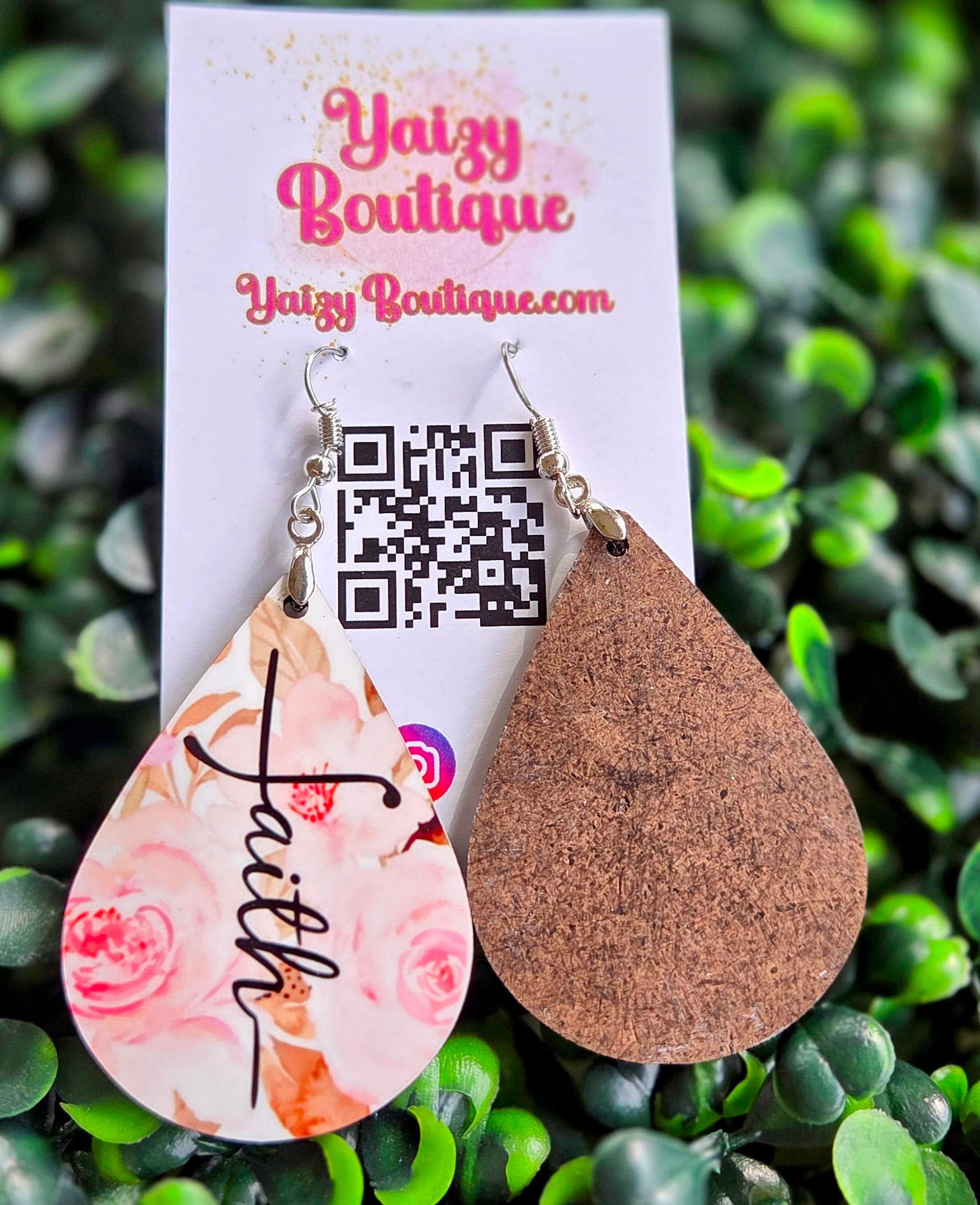 Pink Faith Teardrop Earrings – Floral Christian Dangle Jewelry | Yaizy Boutique Yaizy Boutique
