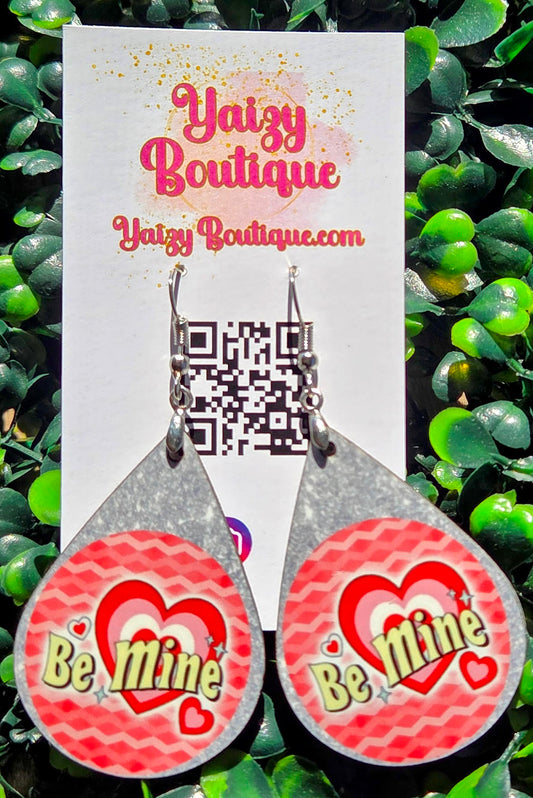 Be Mine Valentine Earrings | Pink Heart Valentine Statement Earrings | Handmade Yaizy Boutique