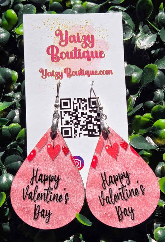 Happy Valentine’s Day Earrings | Pink Heart Valentine Statement Earrings | Handmade Yaizy Boutique