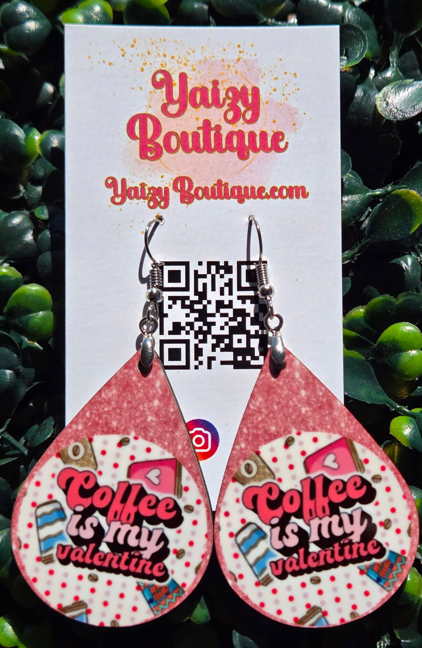 Coffee Is My Valentine Earrings | Funny Coffee Lover Valentine Earrings | Handmade Gift Yaizy Boutique
