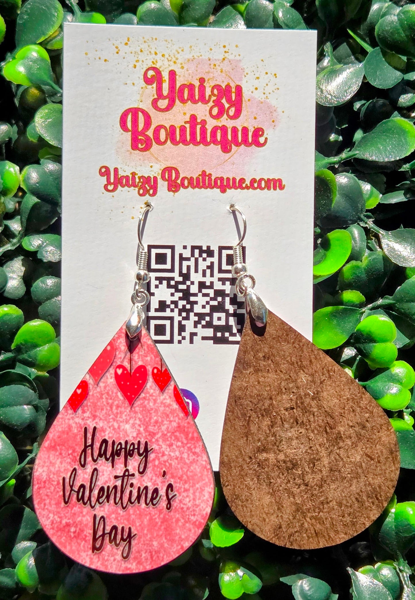Happy Valentine’s Day Earrings | Pink Heart Valentine Statement Earrings | Handmade Yaizy Boutique