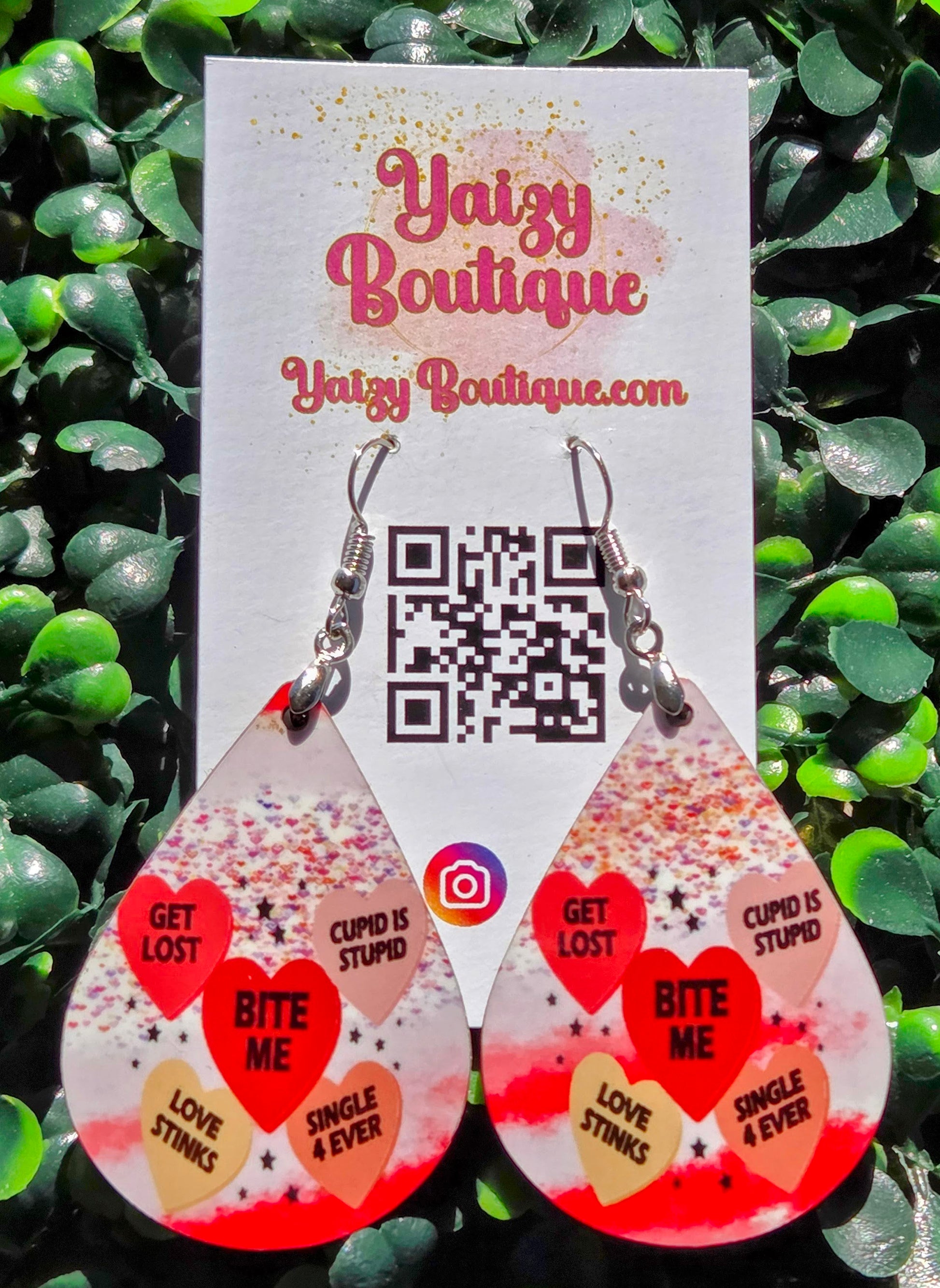 Anti-Valentine Conversation Heart Earrings | Funny Candy Heart Statement Earrings | Handmade Yaizy Boutique