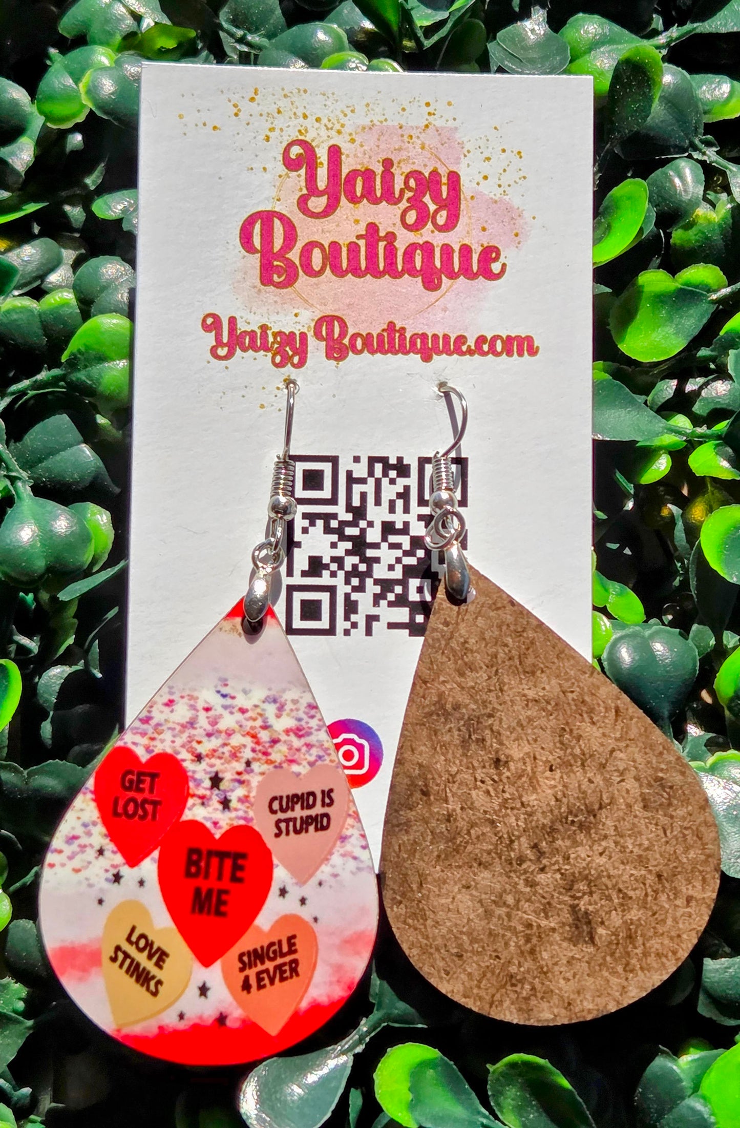 Anti-Valentine Conversation Heart Earrings | Funny Candy Heart Statement Earrings | Handmade Yaizy Boutique