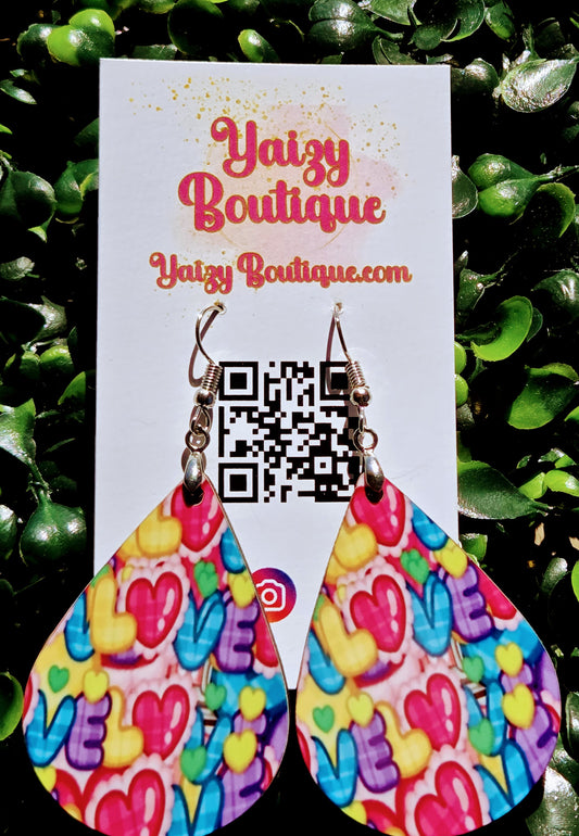 Colorful Love Heart Valentine Earrings | Handmade Statement Earrings | Lightweight Gift Yaizy Boutique