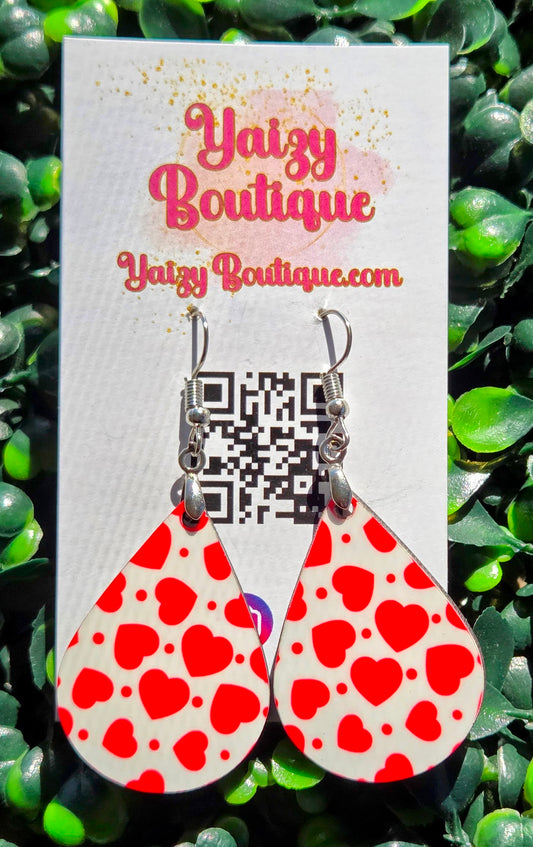 Red Heart Valentine Earrings | Classic Heart Statement Earrings | Handmade Yaizy Boutique