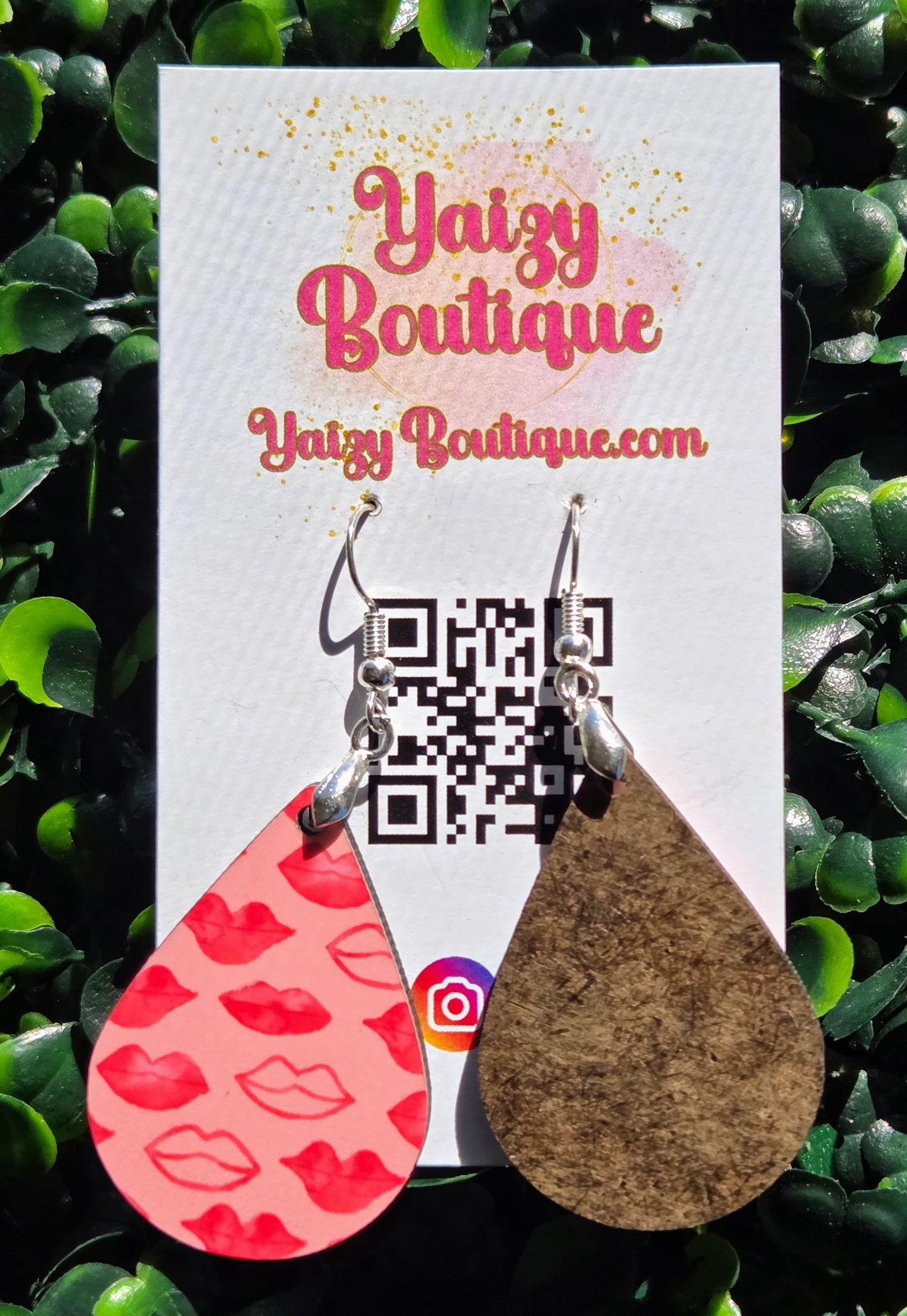 Hot Pink Lips Kiss Print Teardrop Earrings – Valentine’s Day Bold Accessories | Yaizy Boutique Yaizy Boutique