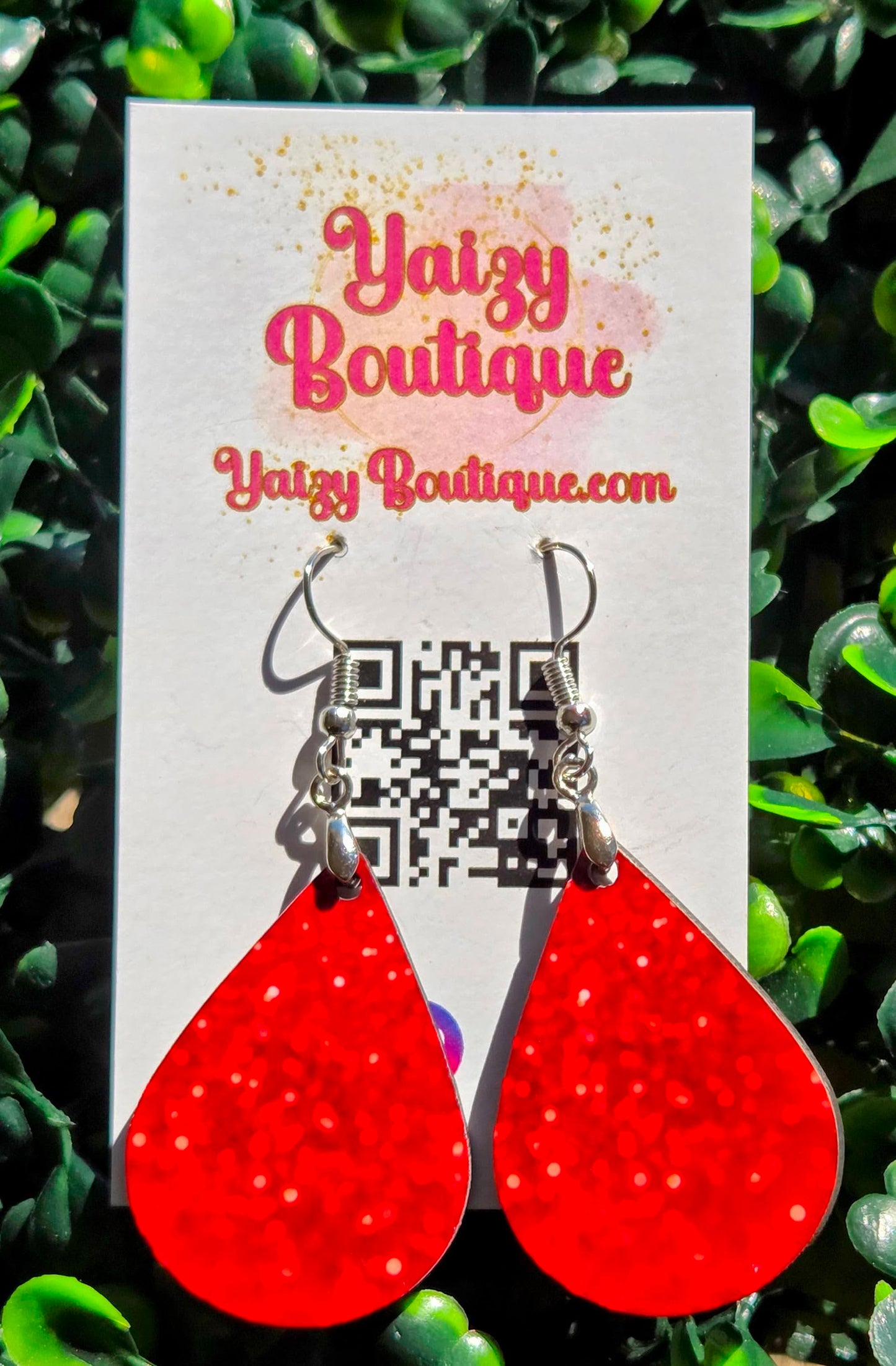 Sparkling Red Glitter Heart Teardrop Earrings – Valentine’s Day Statement Jewelry | Yaizy Boutique Yaizy Boutique