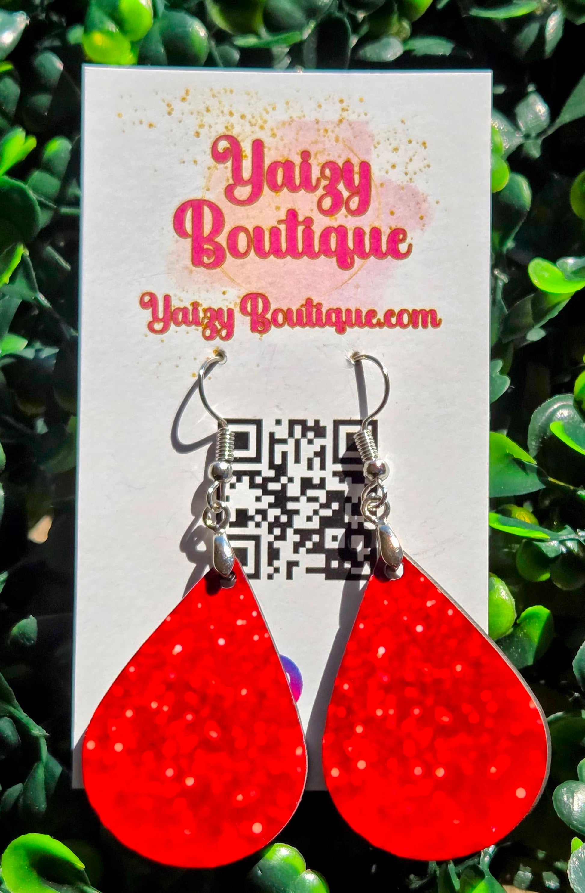 Sparkling Red Glitter Heart Teardrop Earrings – Valentine’s Day Statement Jewelry | Yaizy Boutique Yaizy Boutique