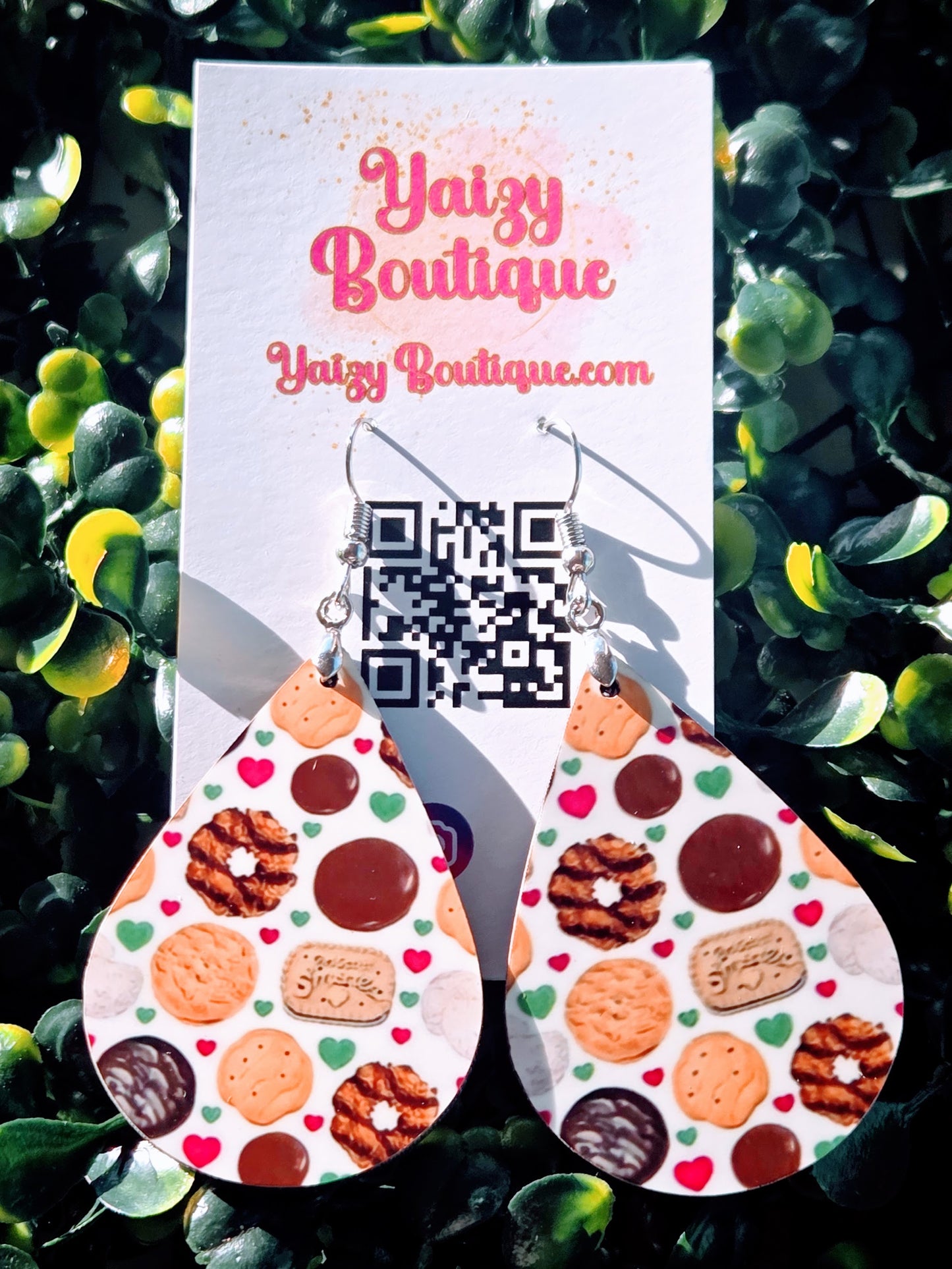 Cookie Girl Scout Dangle Earrings – Teardrop Faux Leather, Lightweight Handmade Jewelry | Yaizy Boutique