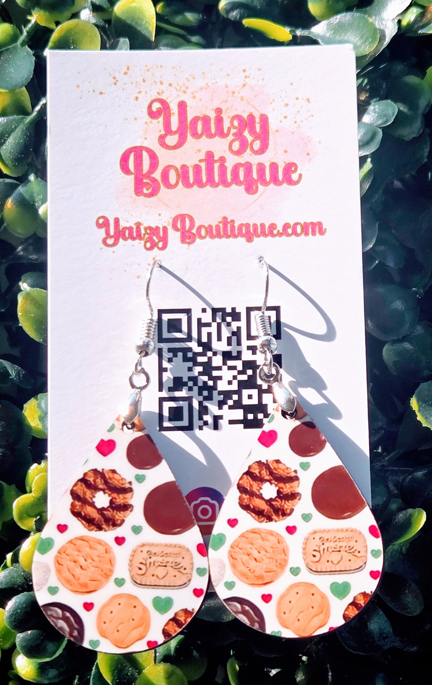 Cookie Girl Scout Dangle Earrings – Teardrop Faux Leather, Lightweight Handmade Jewelry | Yaizy Boutique