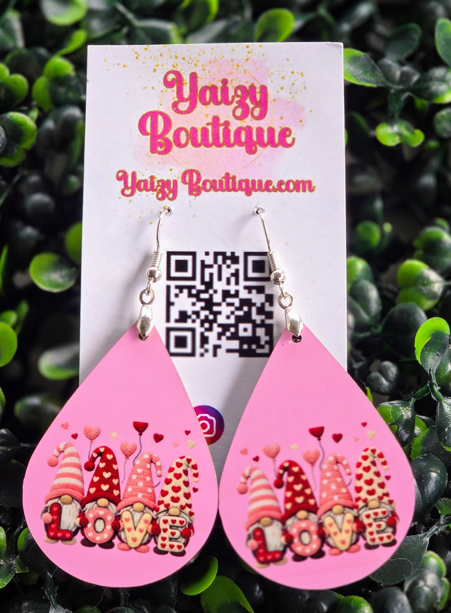 Love Gnome Valentine Earrings | Cute Valentine Gnome Statement Earrings | Handmade