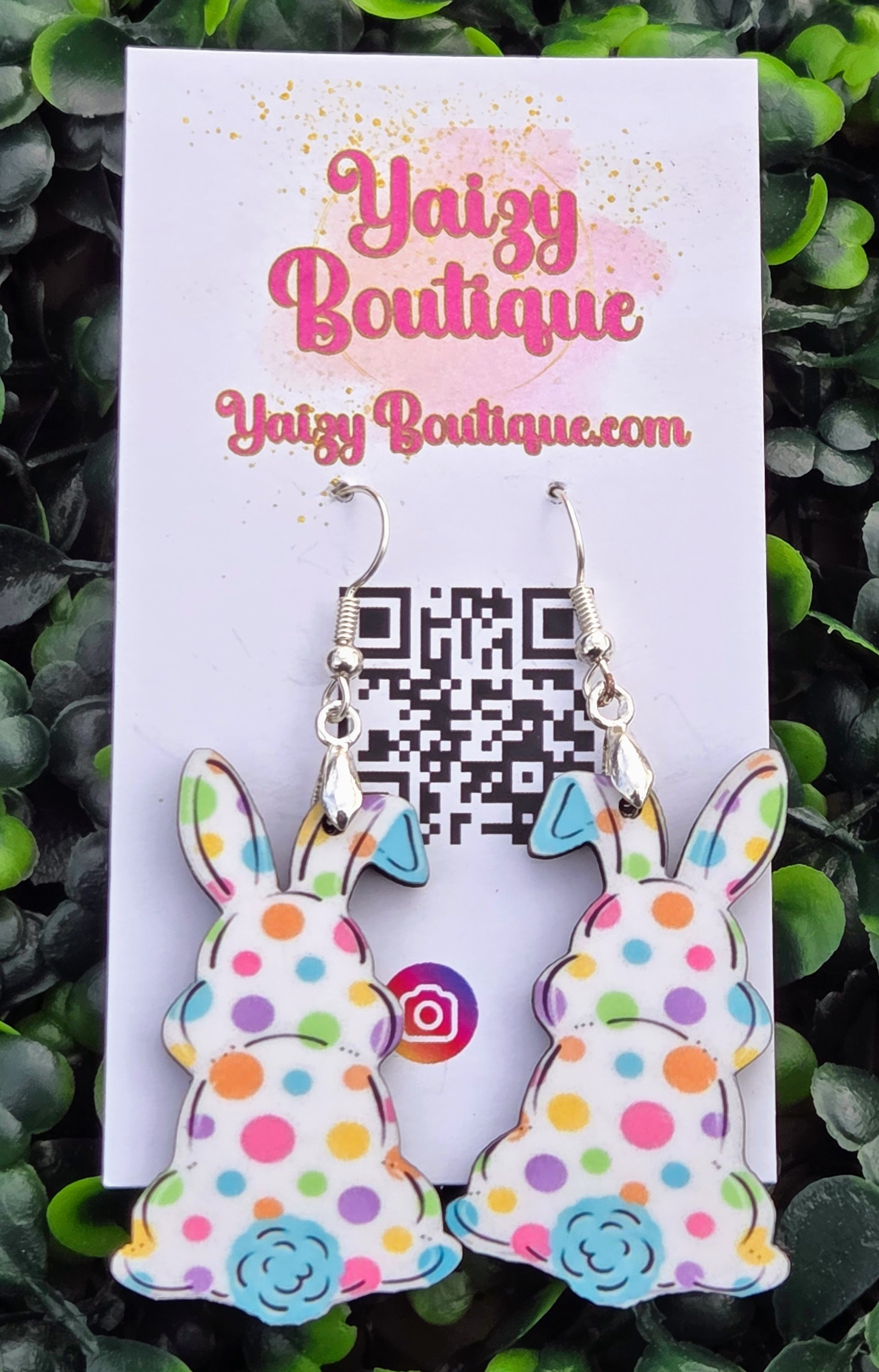Colorful Polka Dot Easter Bunny Earrings | Pastel Holiday Dangle Jewelry Yaizy Boutique