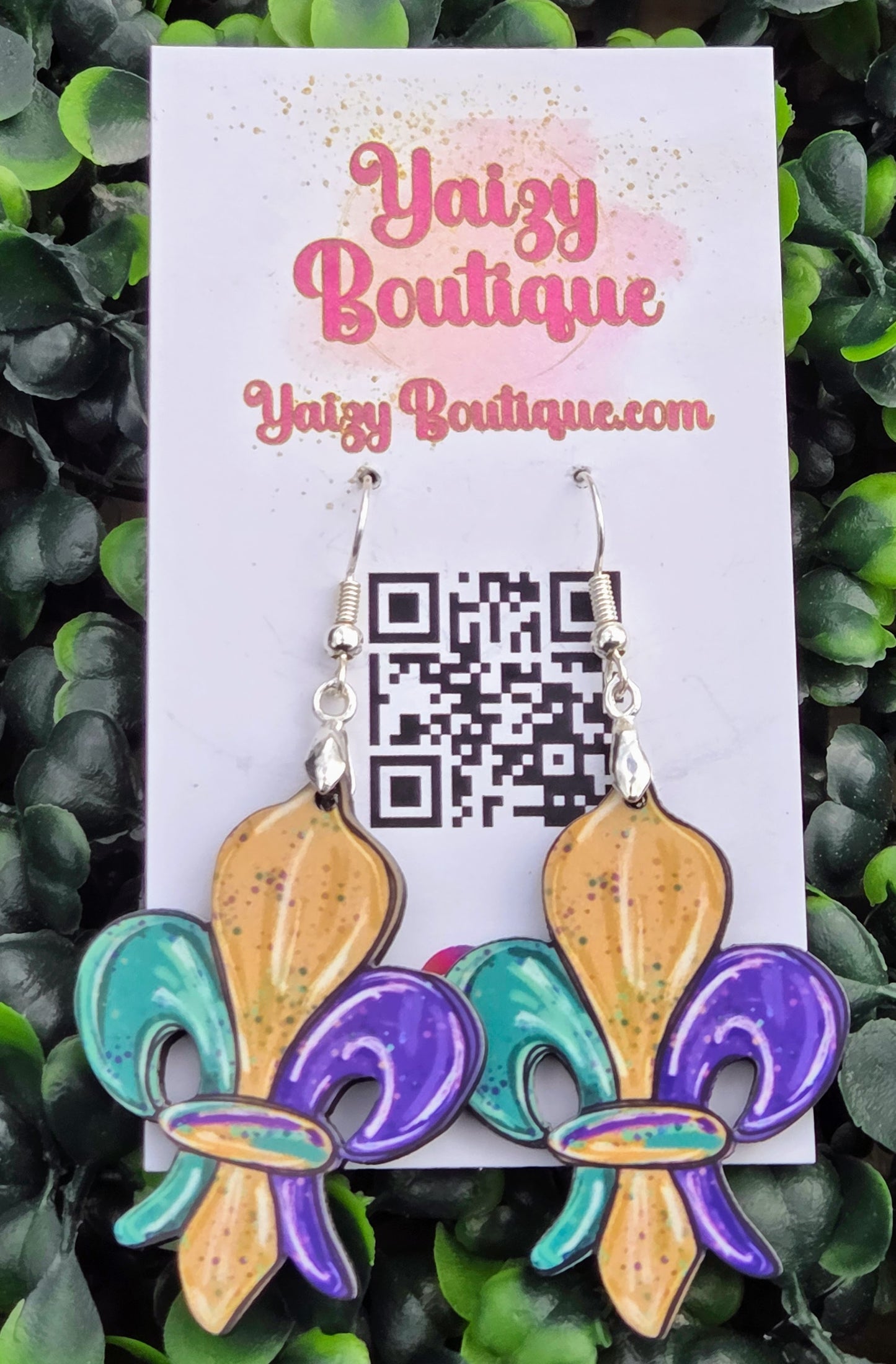 Mardi Gras Fleur de Lis Earrings | Purple, Green & Gold Festival Jewelry Yaizy Boutique