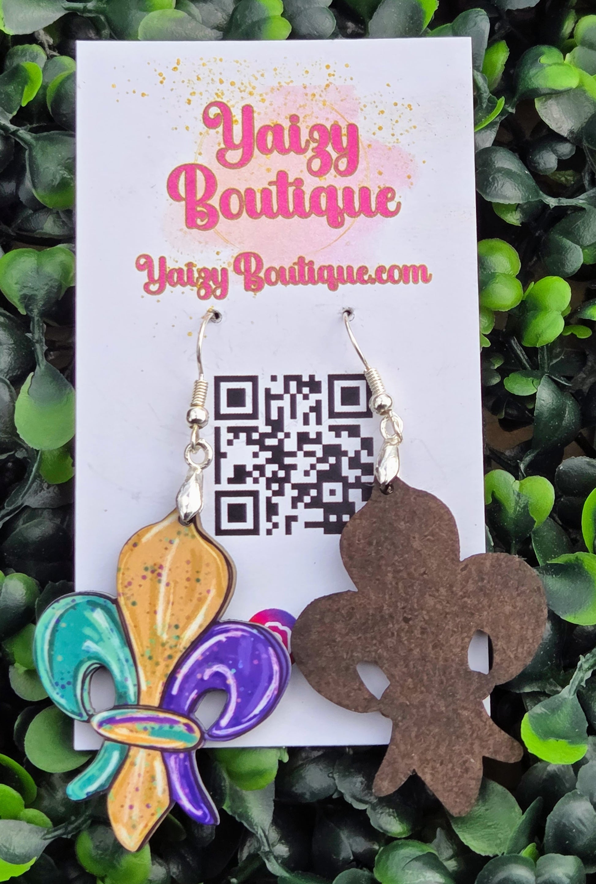 Mardi Gras Fleur de Lis Earrings | Purple, Green & Gold Festival Jewelry Yaizy Boutique