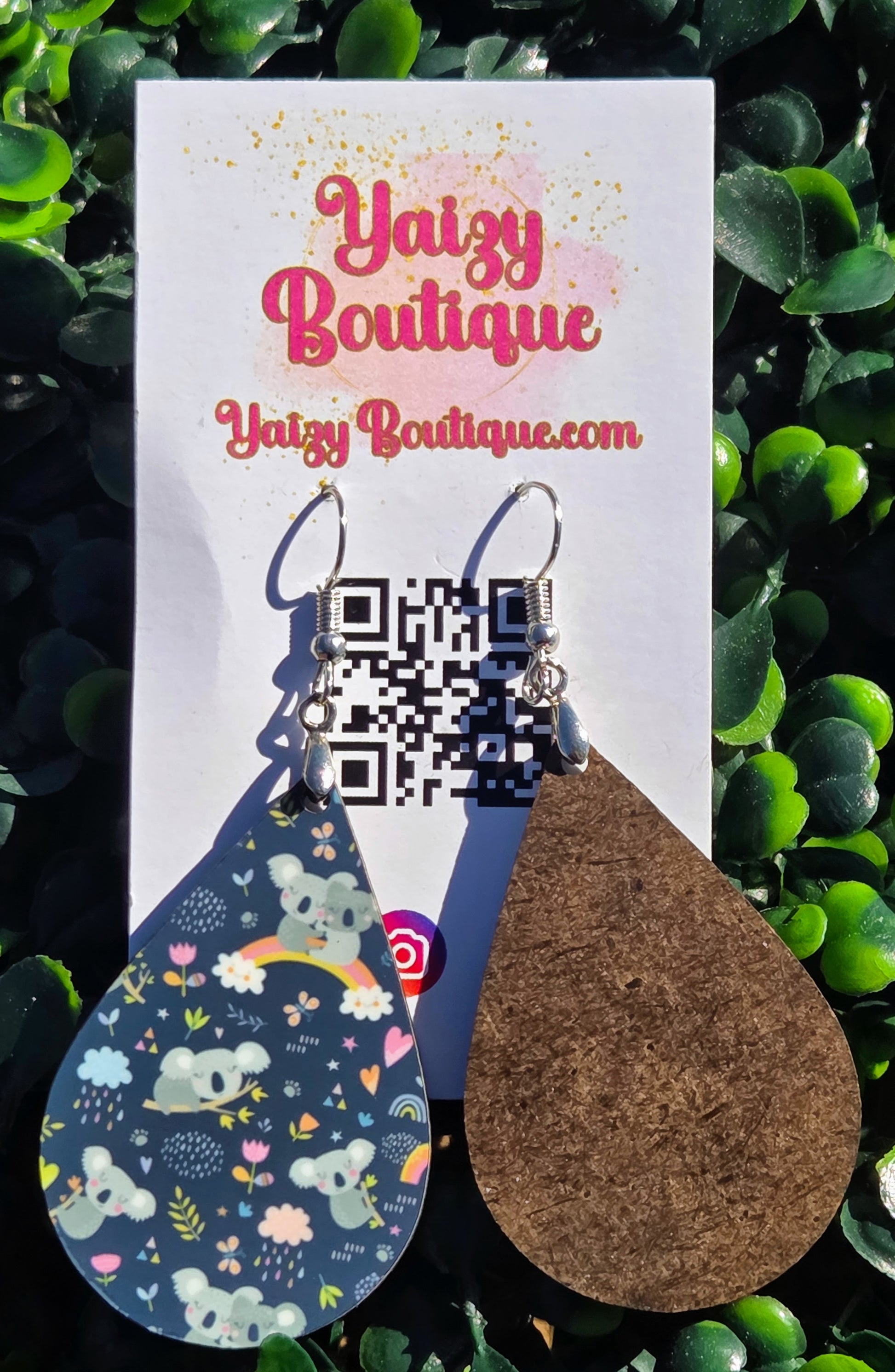 Handmade Koala Rainbow Teardrop Earrings - Lightweight MDF Wood & Stainless Steel Hooks Yaizy Boutique