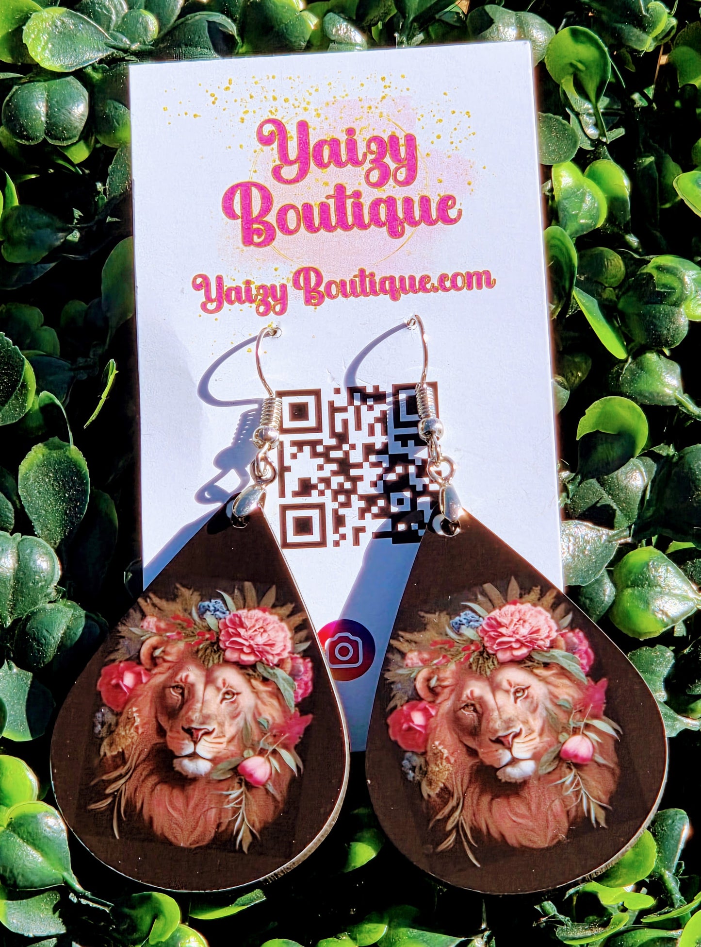 Floral Lion Teardrop Earrings – Bold Boho Statement Jewelry for Women