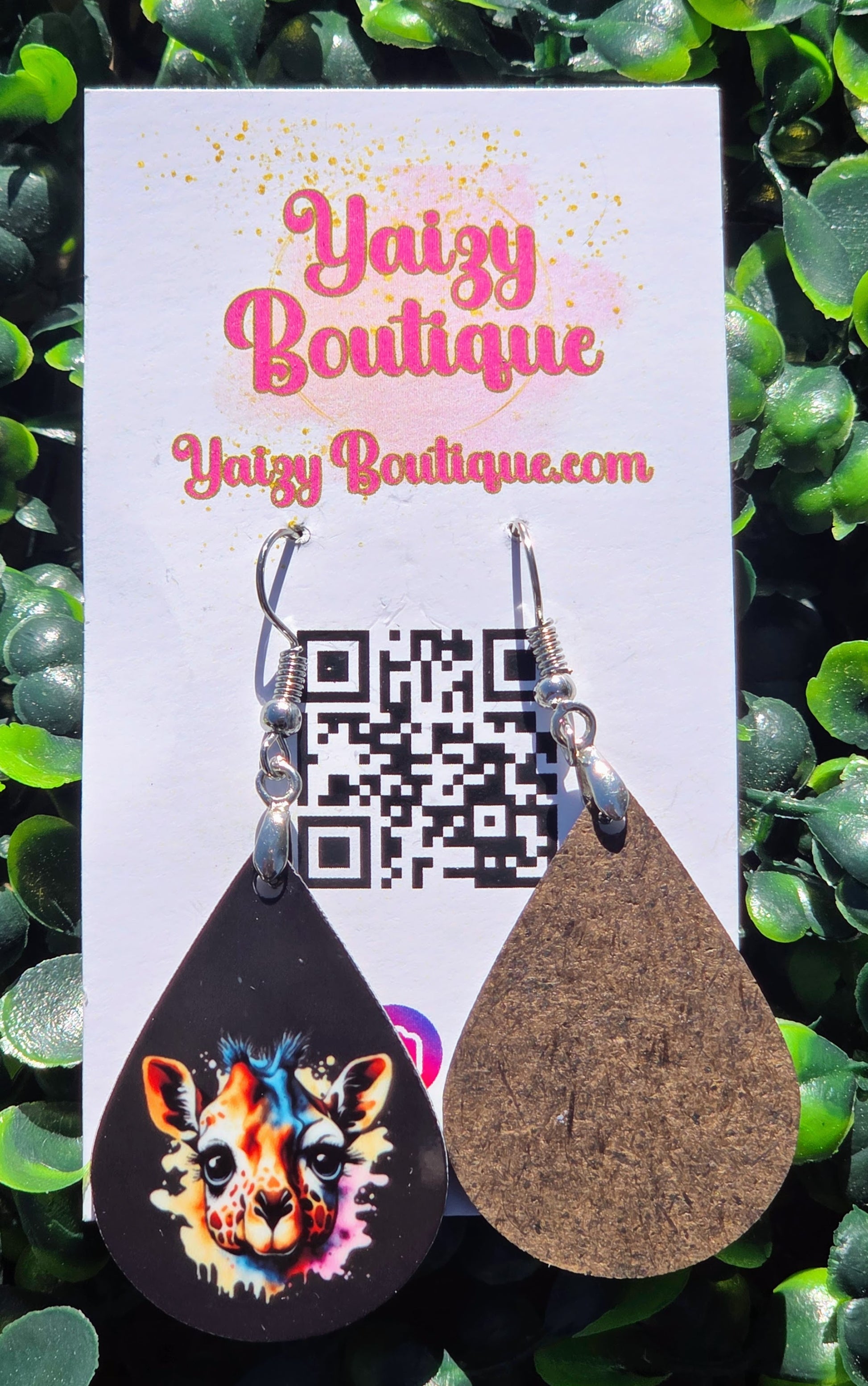 Handmade Giraffe Earrings – Teardrop Animal Jewelry (White & Black Options) Yaizy Boutique