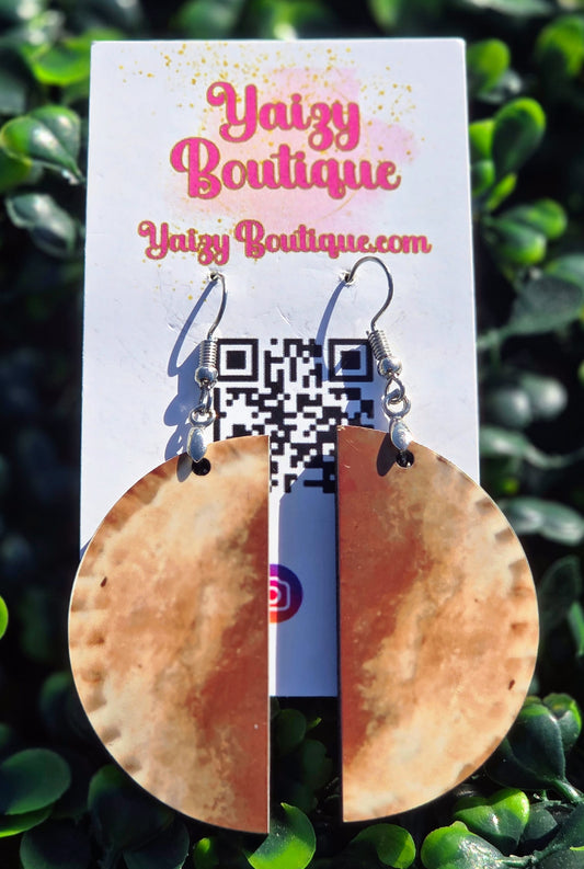 Empanada MDF Wood Dangle Earrings with Stainless Steel Hooks – Yaizy Boutique