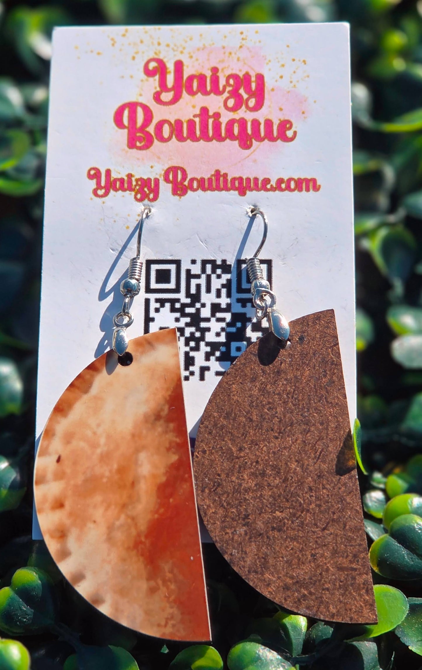 Empanada MDF Wood Dangle Earrings with Stainless Steel Hooks – Yaizy Boutique