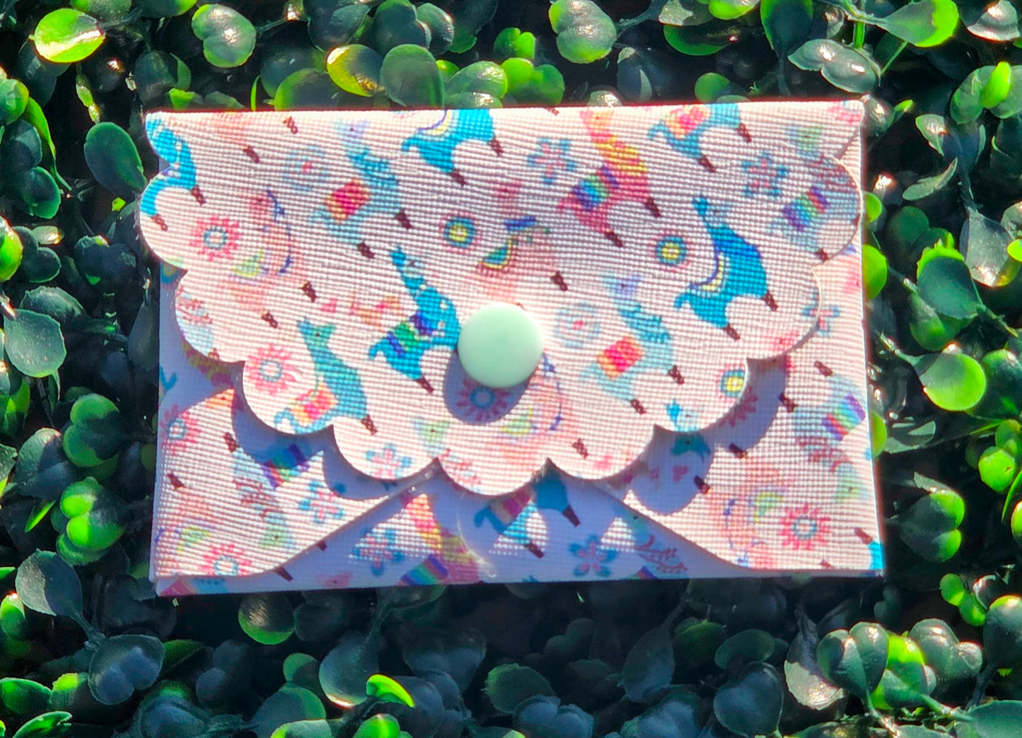 Handmade Llama Mini Wallet | Faux Leather Coin & Card Holder | Small 4x4 Snap Wallet Yaizy Boutique