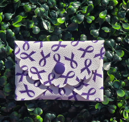 Handmade Purple Ribbon Mini Wallet | Faux Leather Coin & Card Holder | Small 4x4 Snap Wallet Yaizy Boutique