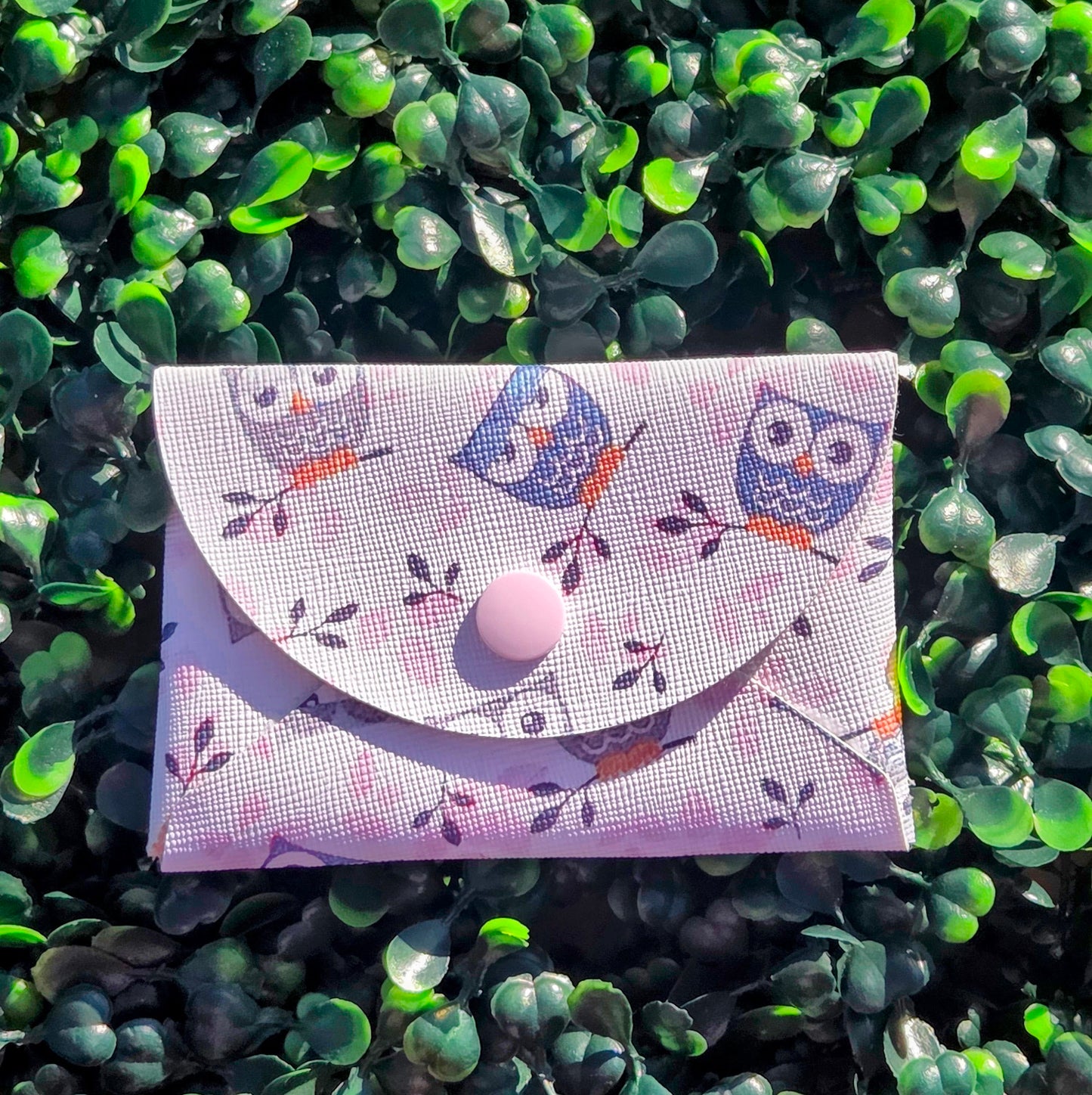 Handmade Owl Mini Wallet | Faux Leather Coin & Card Holder | Small 4x4 Snap Wallet Yaizy Boutique