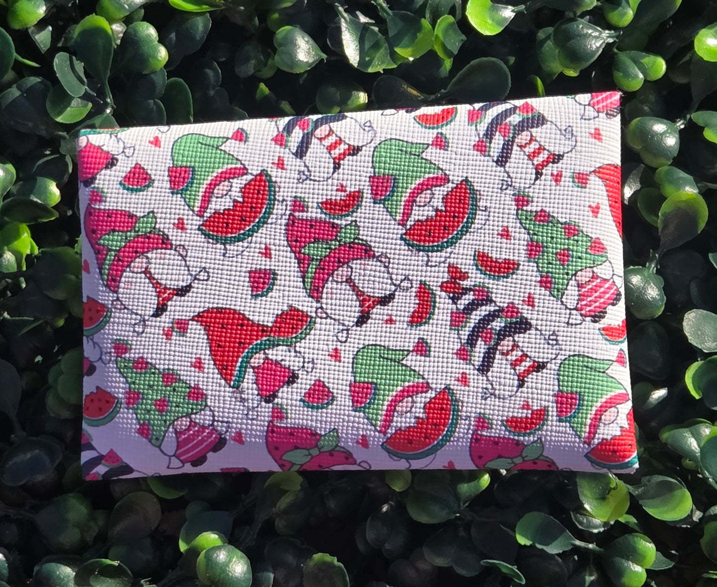 Handmade Watermelon Gnome Mini Wallet | Faux Leather Coin & Card Holder | Small 4x4 Snap Wallet Yaizy Boutique