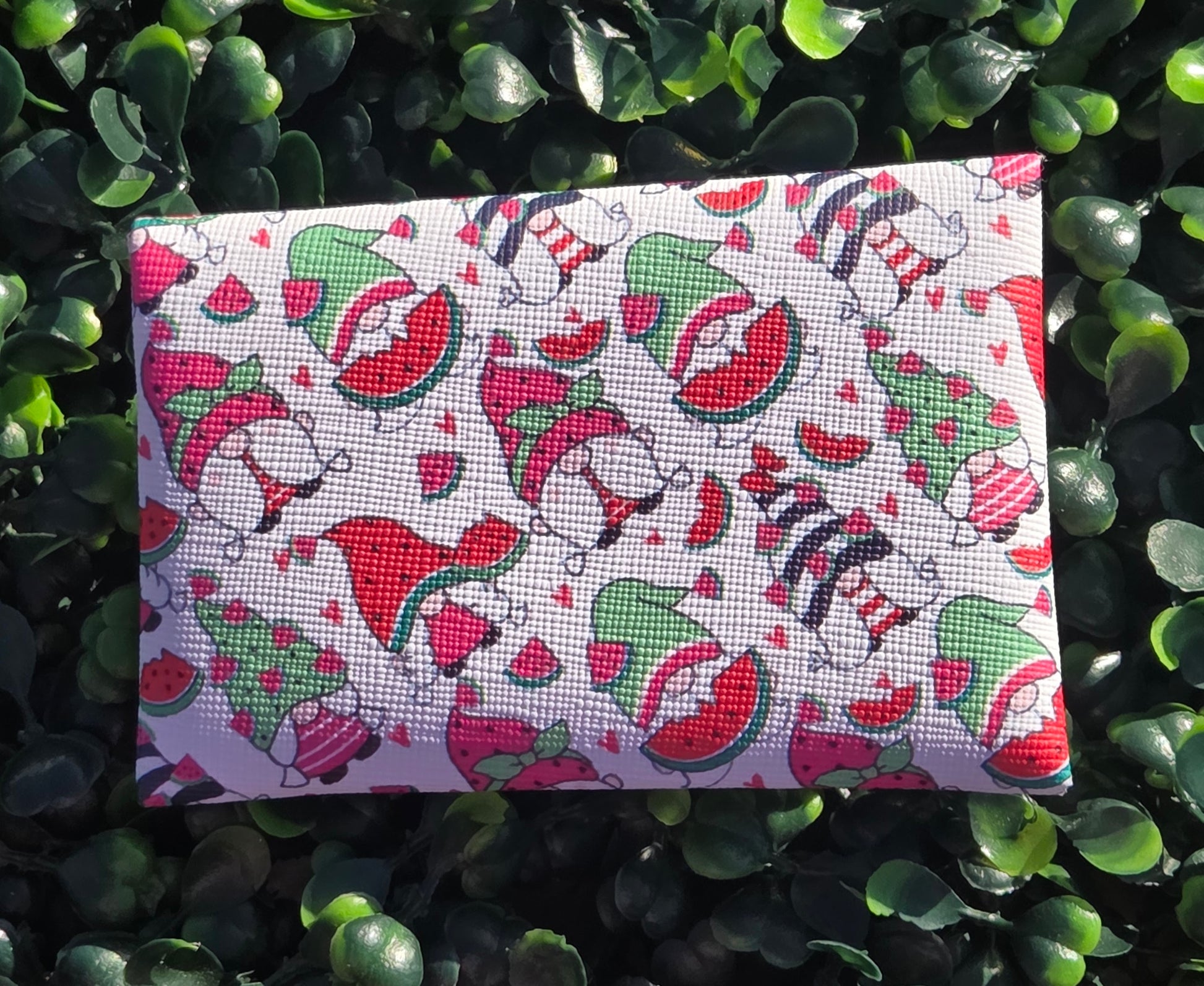 Handmade Watermelon Gnome Mini Wallet | Faux Leather Coin & Card Holder | Small 4x4 Snap Wallet Yaizy Boutique