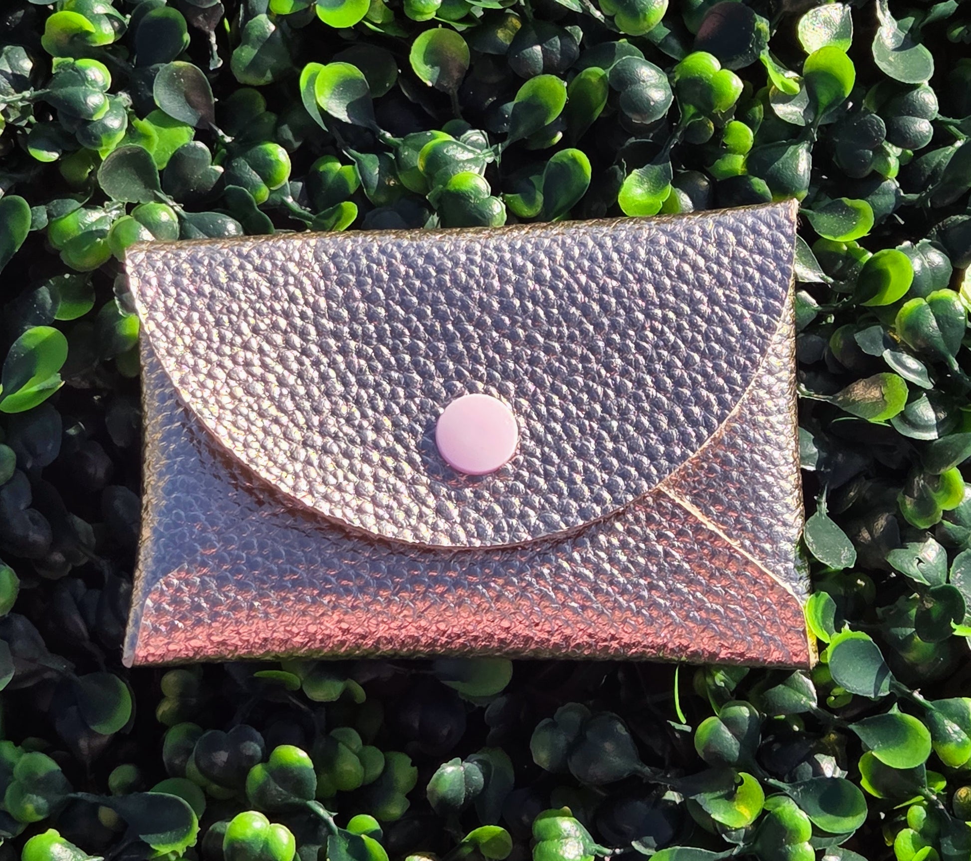 Handmade Metallic Rose Gold Mini Wallet | Faux Leather Coin & Card Holder | Small 4x4 Snap Wallet Yaizy Boutique