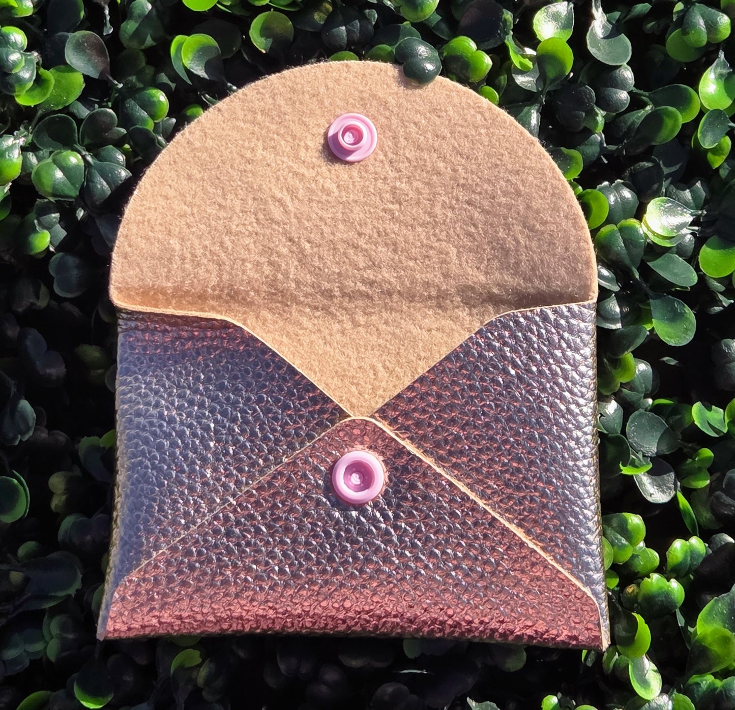 Handmade Metallic Rose Gold Mini Wallet | Faux Leather Coin & Card Holder | Small 4x4 Snap Wallet Yaizy Boutique