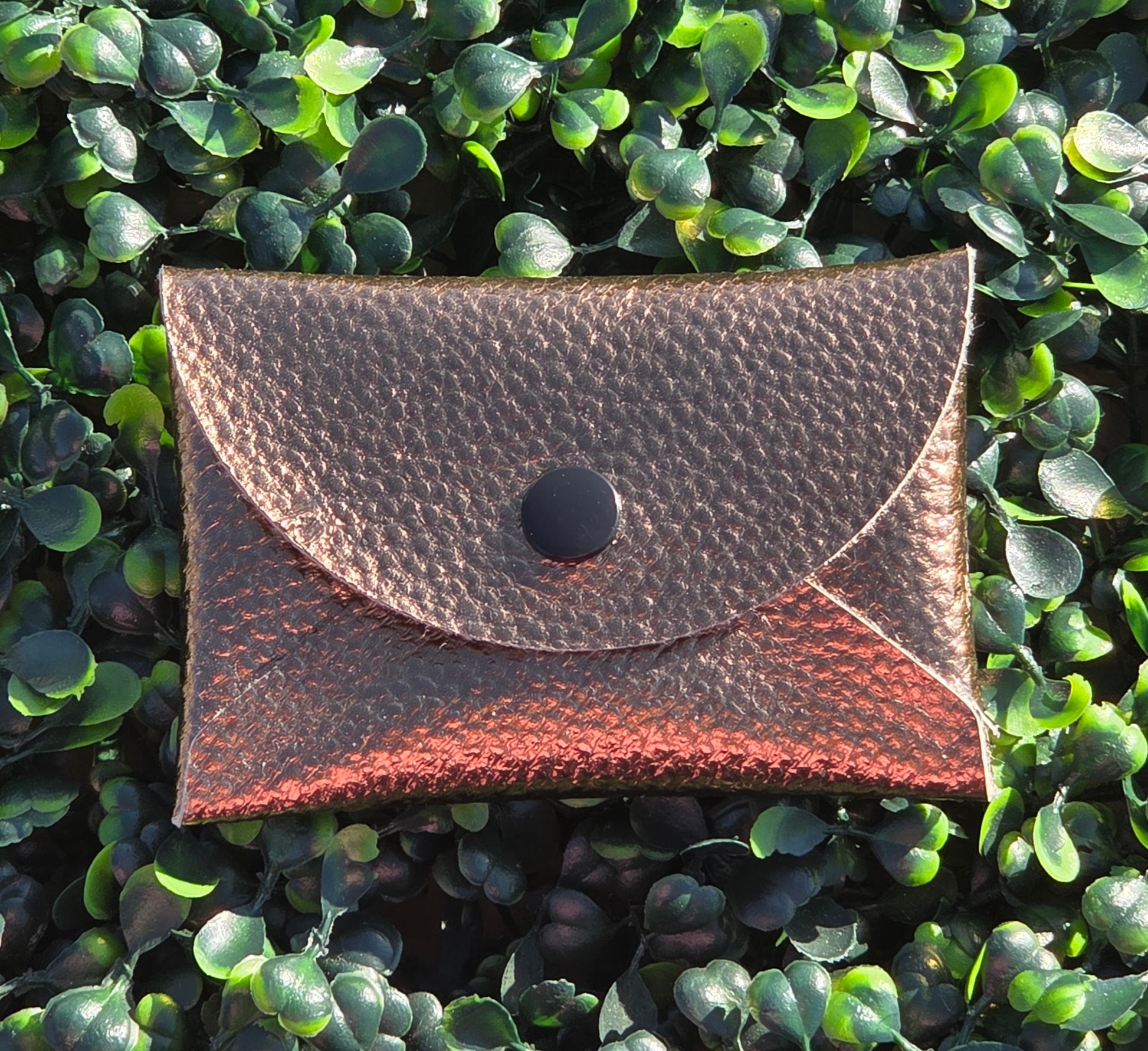 Handmade Metallic Copper Mini Wallet | Faux Leather Coin & Card Holder | Small 4x4 Snap Wallet Yaizy Boutique