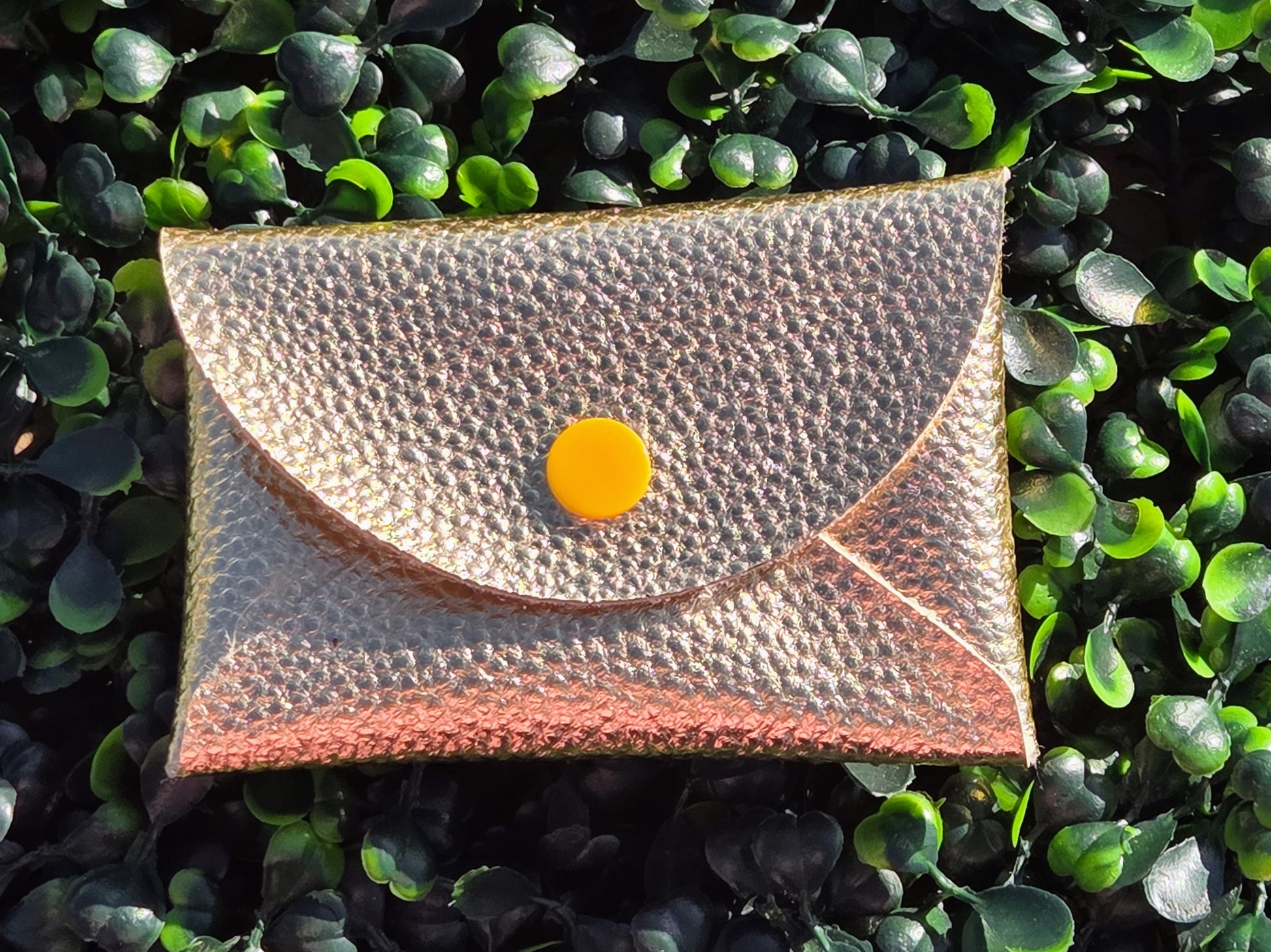 Handmade Metallic Gold Mini Wallet | Faux Leather Coin & Card Holder | Small 4x4 Snap Wallet Yaizy Boutique