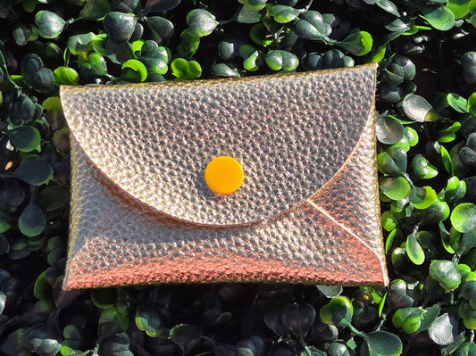 Handmade Metallic Gold Mini Wallet | Faux Leather Coin & Card Holder | Small 4x4 Snap Wallet Yaizy Boutique