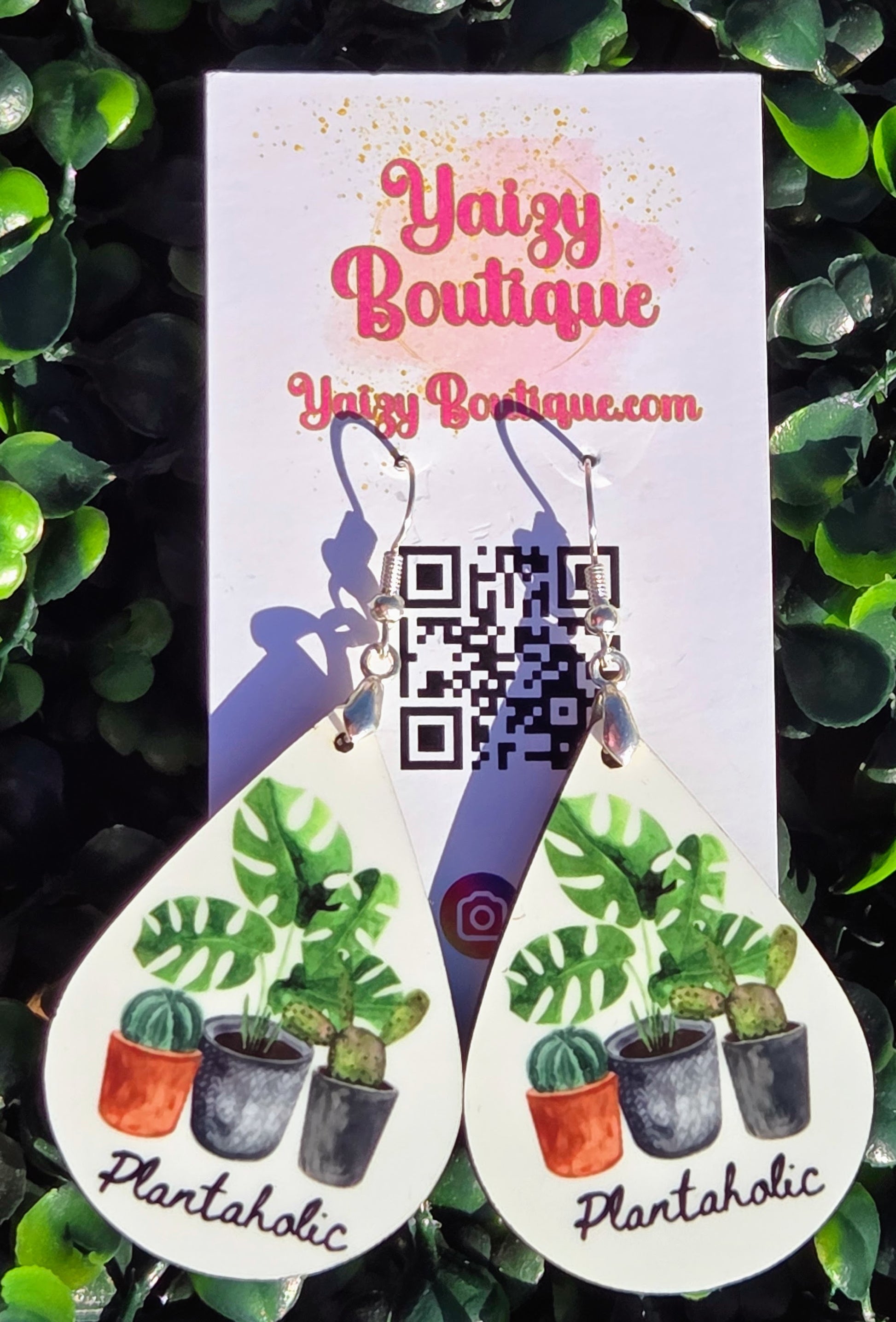 Plantaholic Monstera & Cactus Teardrop Earrings – Lightweight Botanical Jewelry | Yaizy Boutique Yaizy Boutique