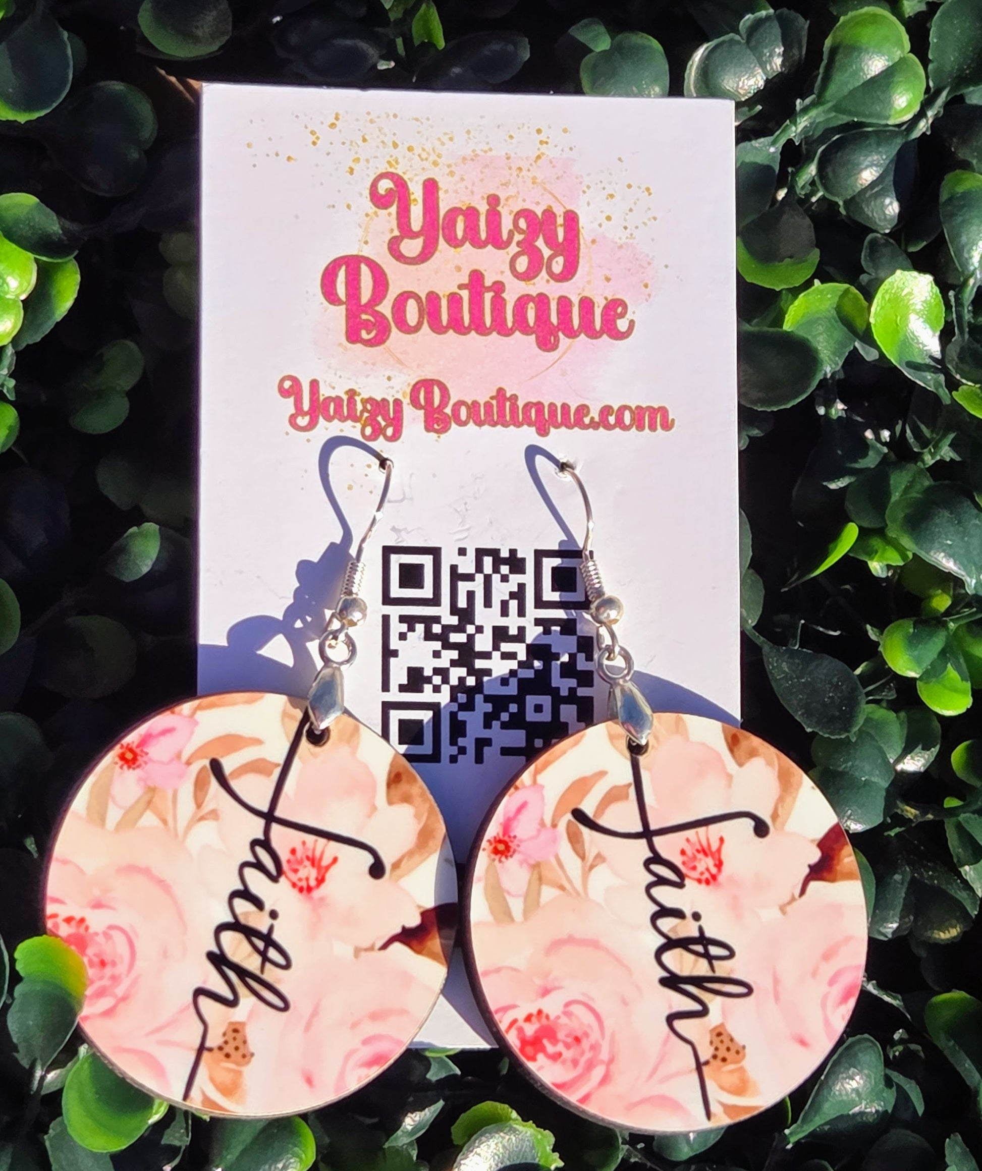 Faith Floral Circle Earrings | Handmade MDF Wood Earrings with Stainless Steel Hooks Yaizy Boutique