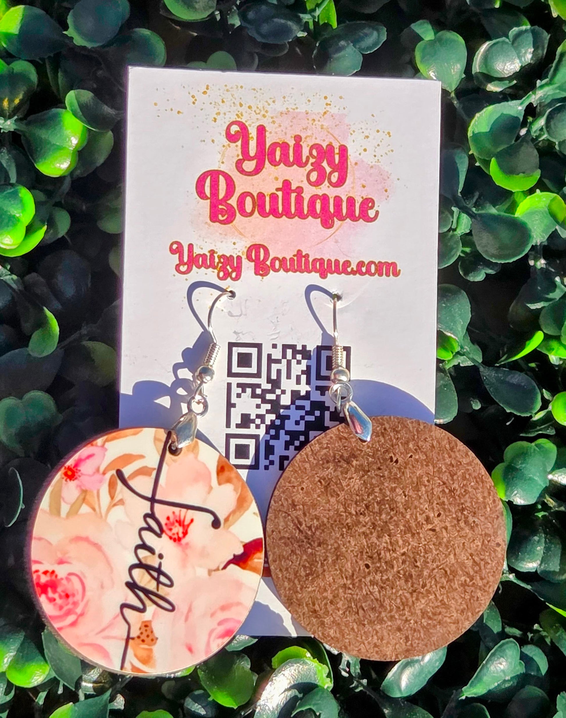 Faith Floral Circle Earrings | Handmade MDF Wood Earrings with Stainless Steel Hooks Yaizy Boutique