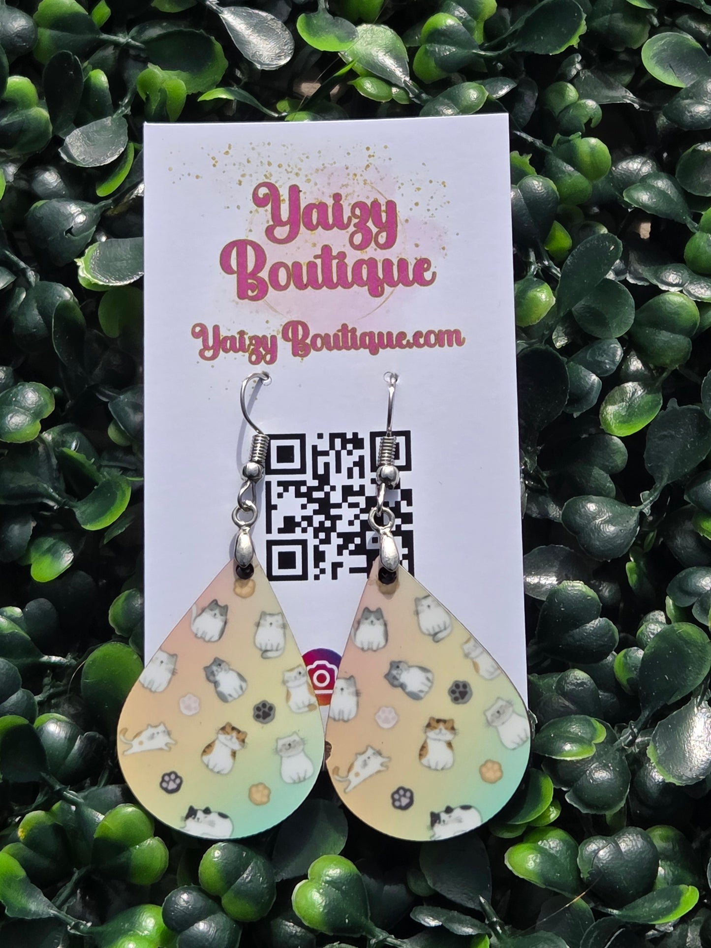Pastel Cat Earrings | Cute Kitty & Paw Print Dangle Earrings Yaizy Boutique