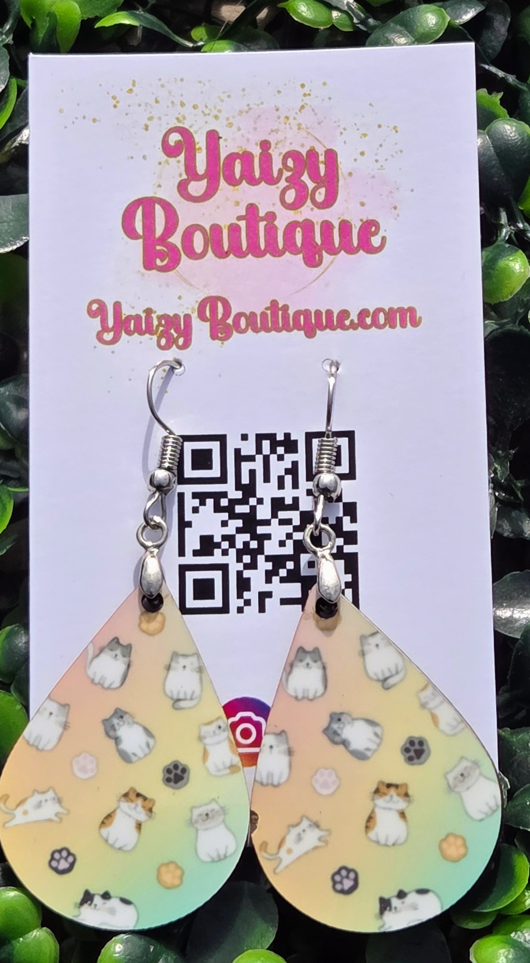 Pastel Cat Earrings | Cute Kitty & Paw Print Dangle Earrings Yaizy Boutique