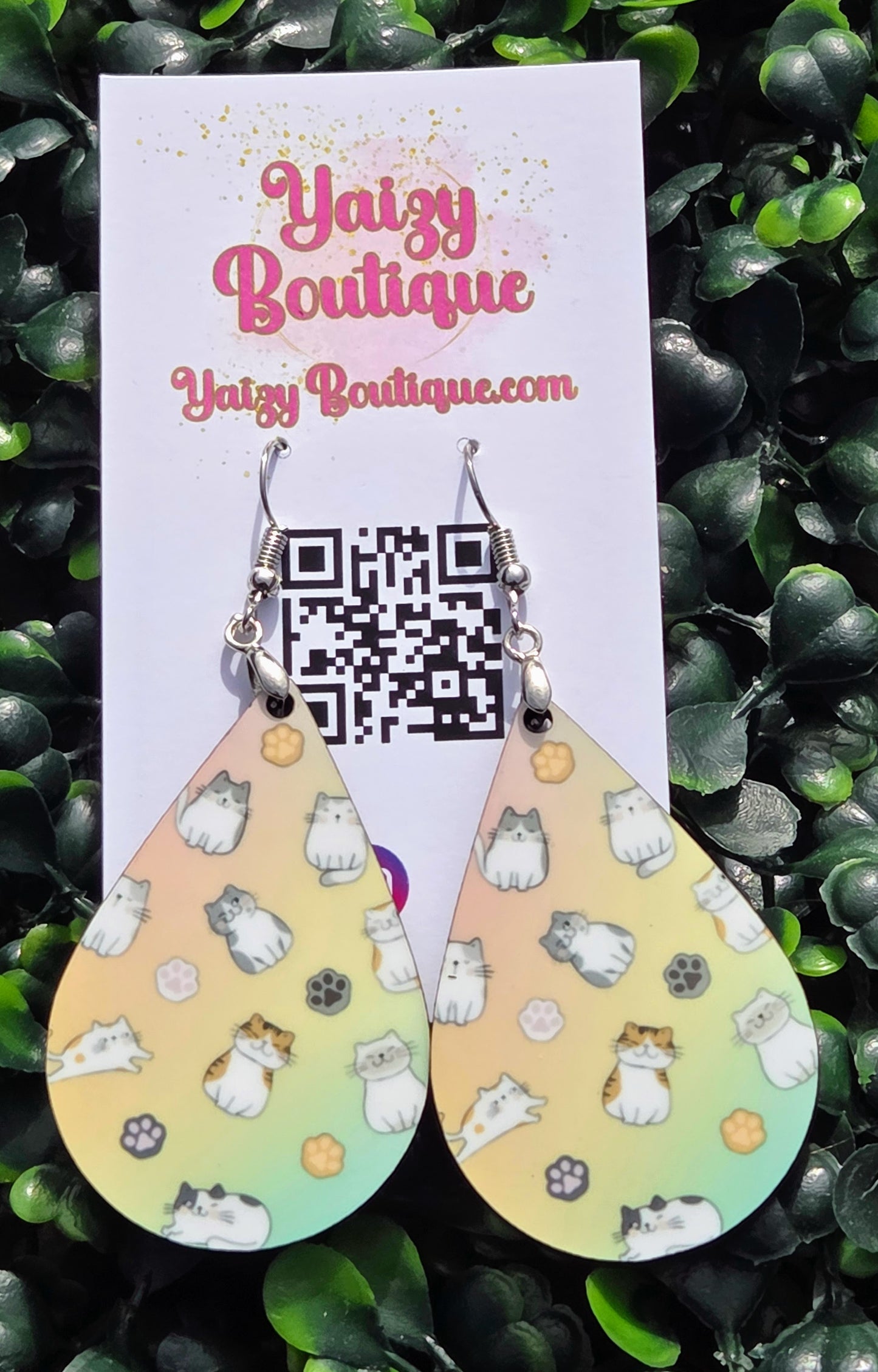 Pastel Cat Earrings | Cute Kitty & Paw Print Dangle Earrings Yaizy Boutique