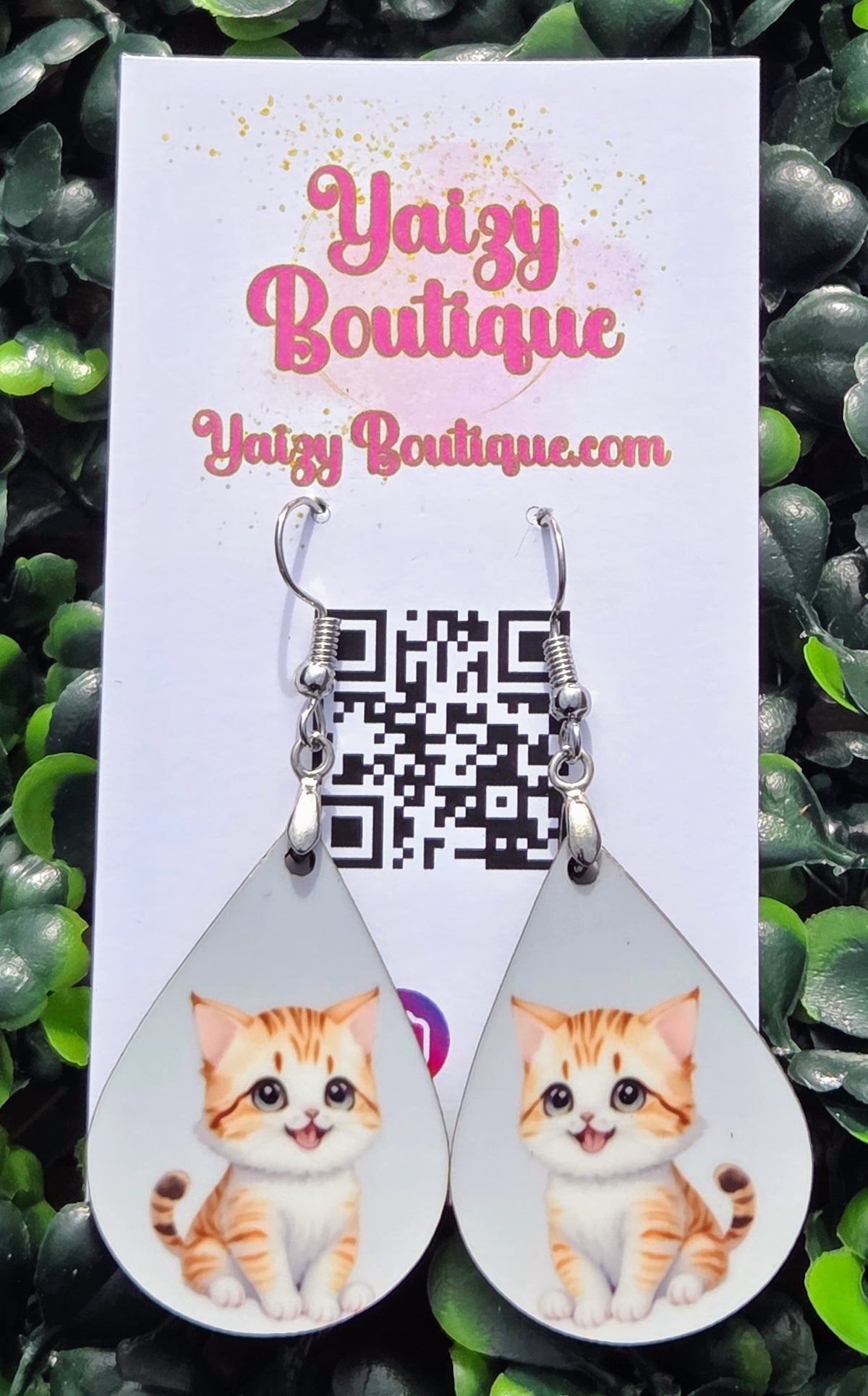 Cute Orange Tabby Cat Earrings | Kitten Teardrop Dangle Earrings Yaizy Boutique