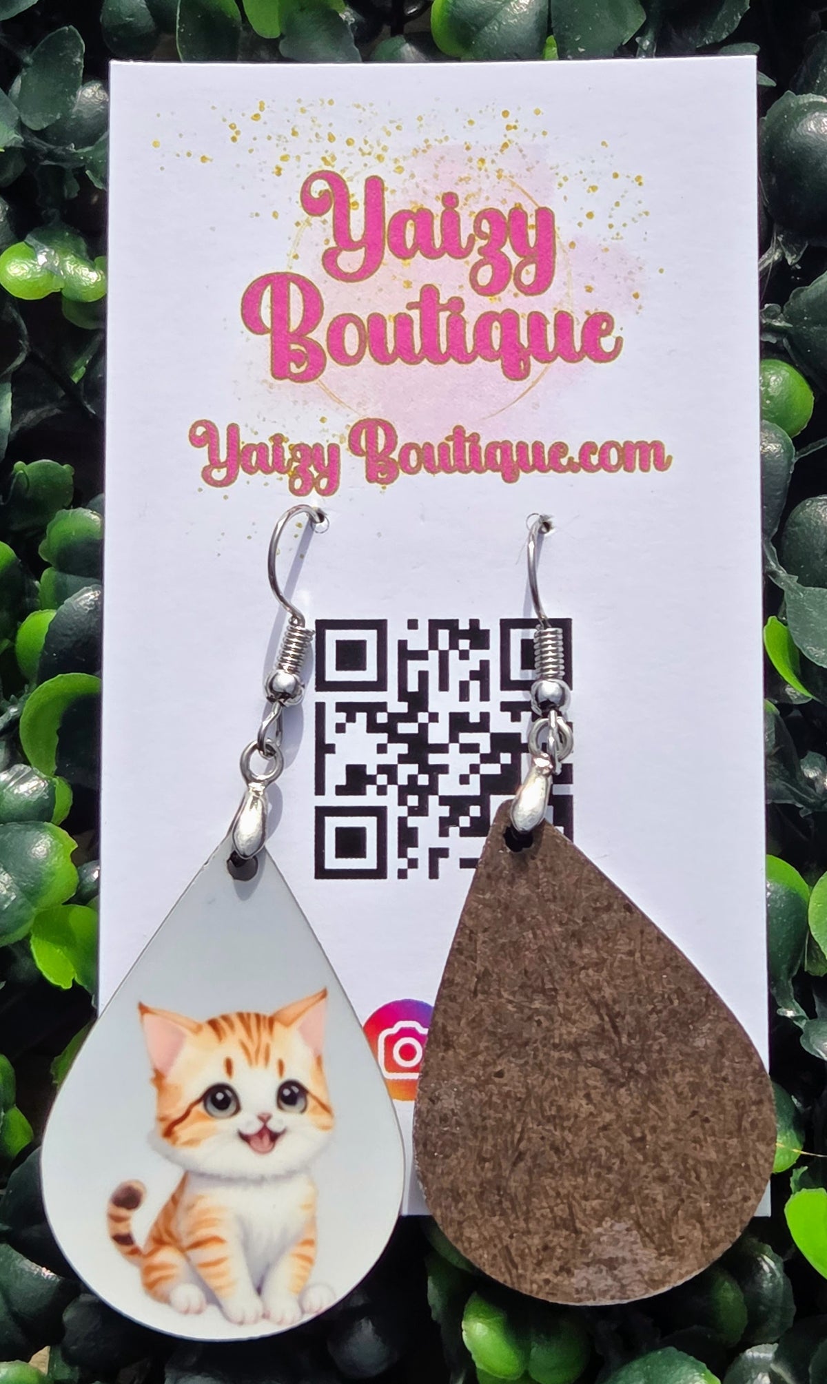 Cute Orange Tabby Cat Earrings | Kitten Teardrop Dangle Earrings Yaizy Boutique
