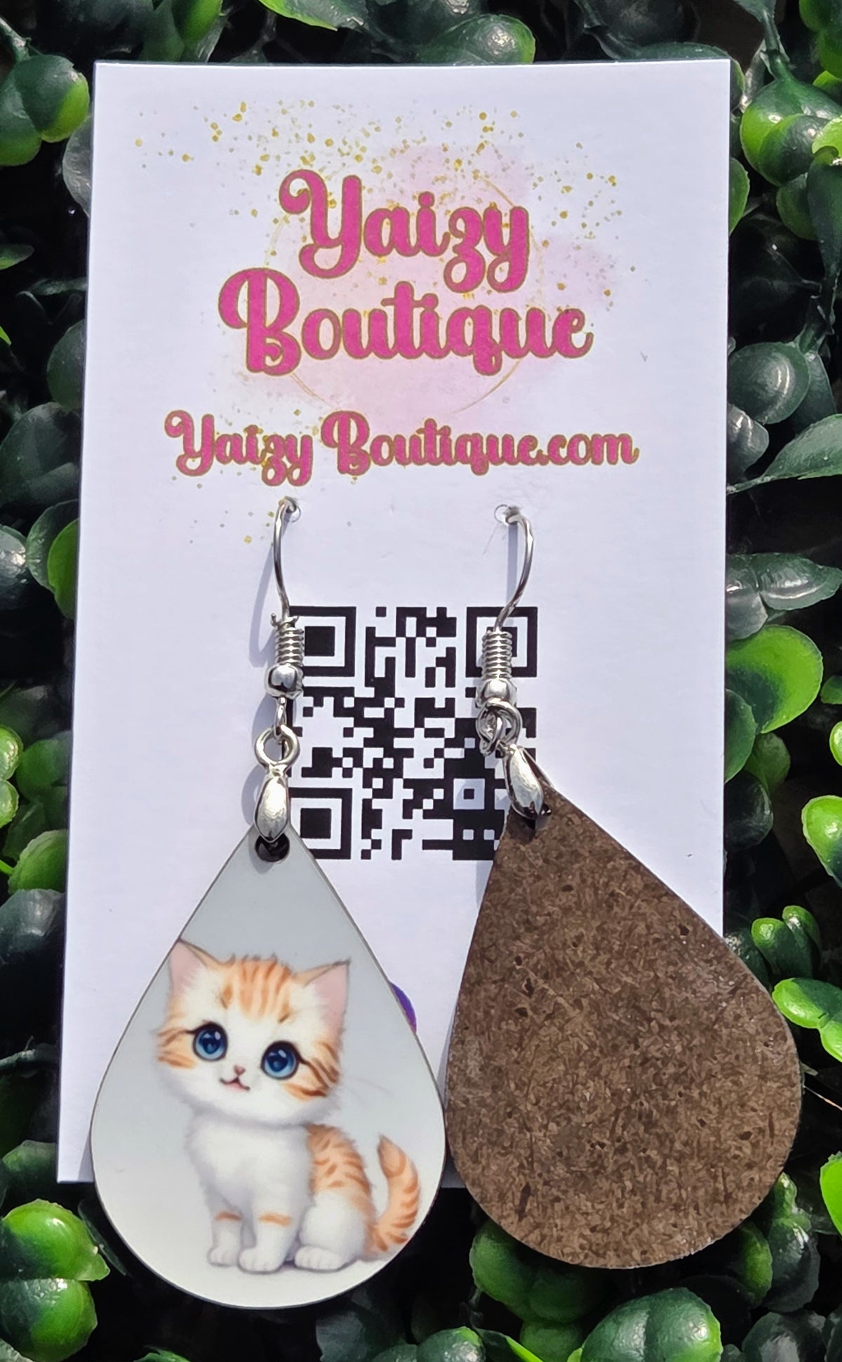 Cute Orange Tabby Cat Earrings | Kitten Teardrop Dangle Earrings Yaizy Boutique