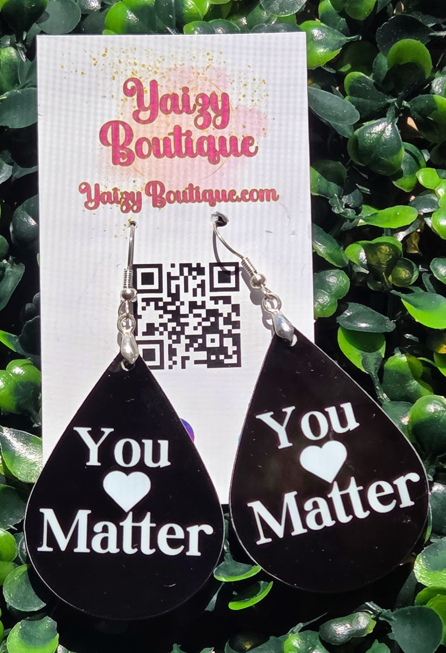 You Matter Teardrop Earrings – Inspirational Lightweight Wooden Dangle Earrings, Stainless Steel Hooks, Gift for Her Yaizy Boutique